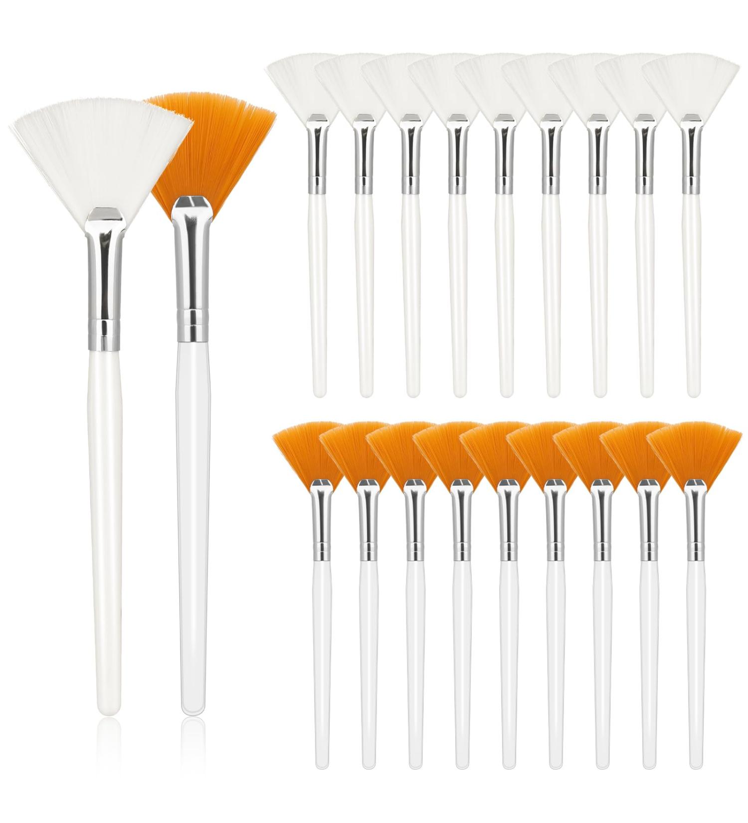 Prasacco 20-Piece Fan Brushes Set - Soft Facial Mask & Makeup Applicator Brush for Women & Girls - Perfect for Mud & Cream Masks - Buy Online on GoSupps.com