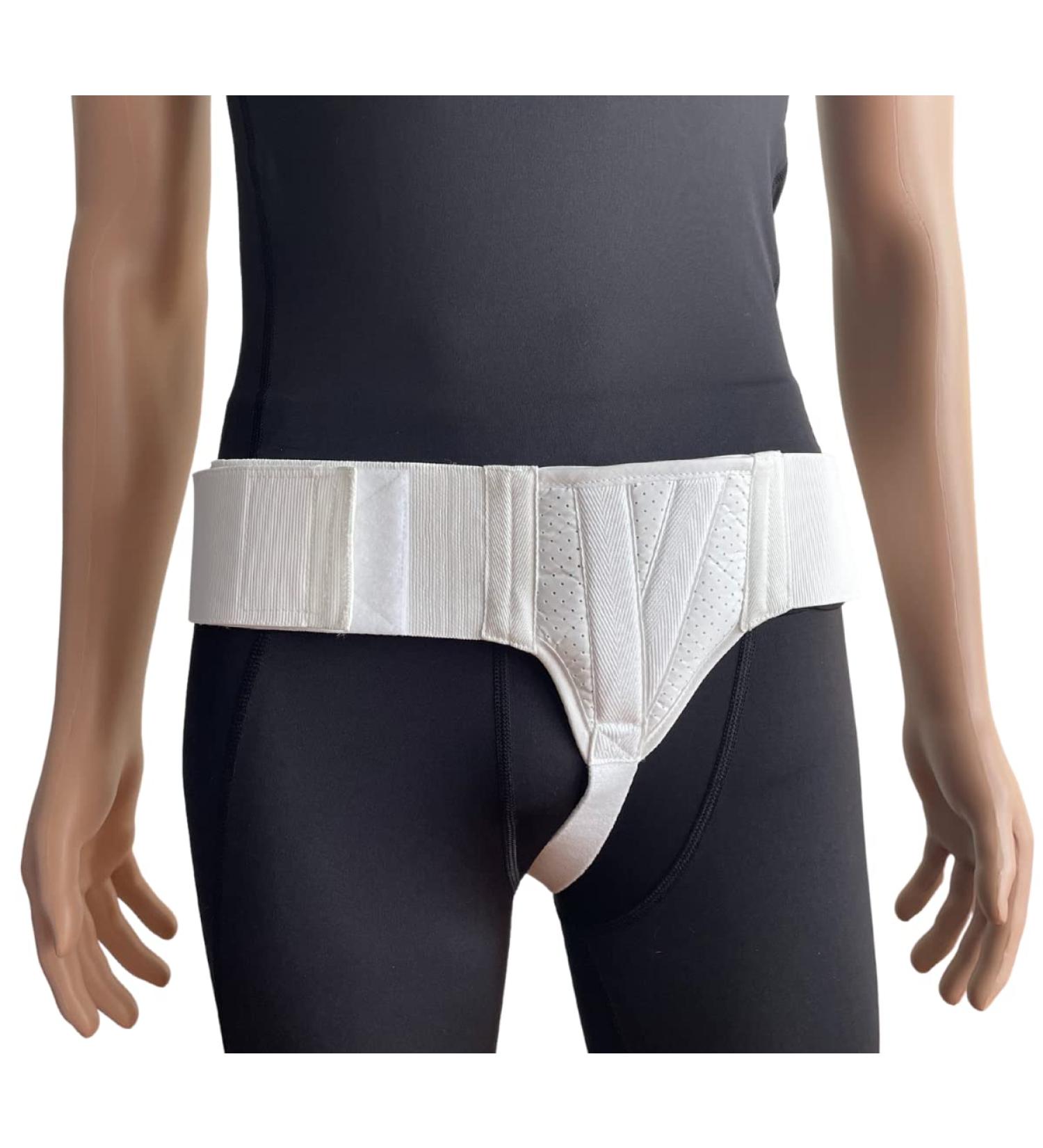 FlexaMed Left Inguinal Groin Hernia Truss with Compression Pad - Medium, White - Buy Online on GoSupps.com