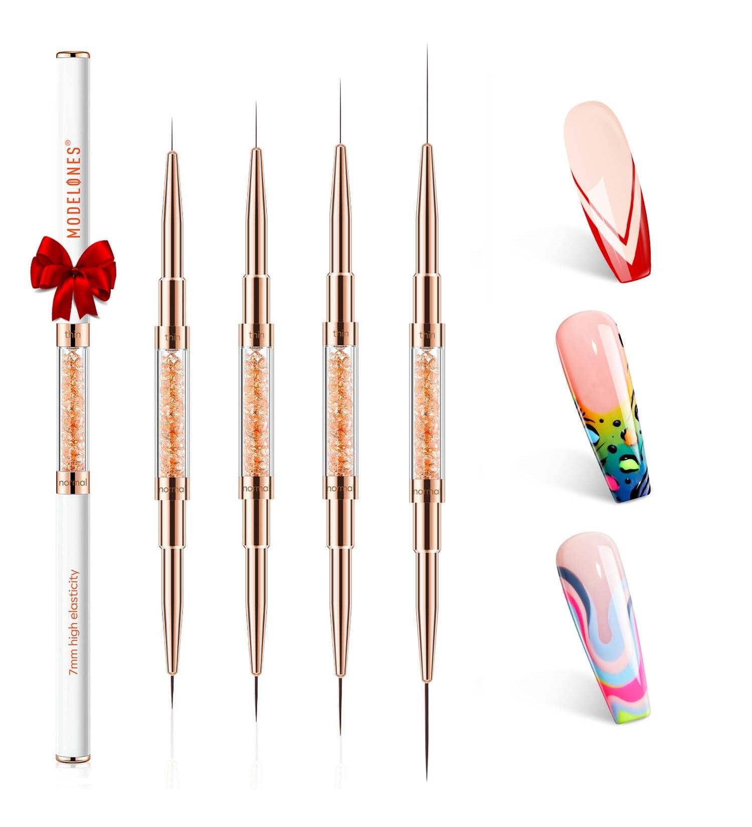 Modelones Nail Art Brushes Set - Super Fine Thin Liner Brushes (7/11/15/20mm) for Gel Nail Art & Design - Perfect Gift for Women - Buy Online on GoSupps.com
