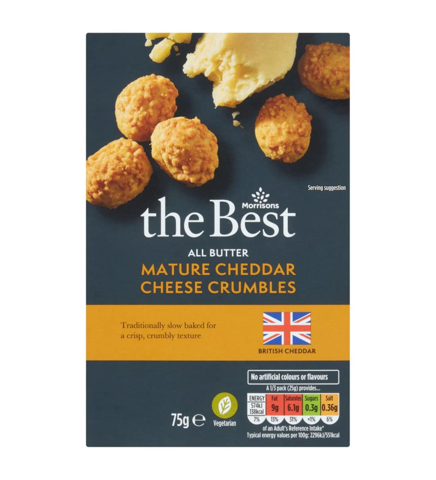 Morrisons The Best All Butter Cheddar Cheese Crumbles 75g - Buy Online on GoSupps.com