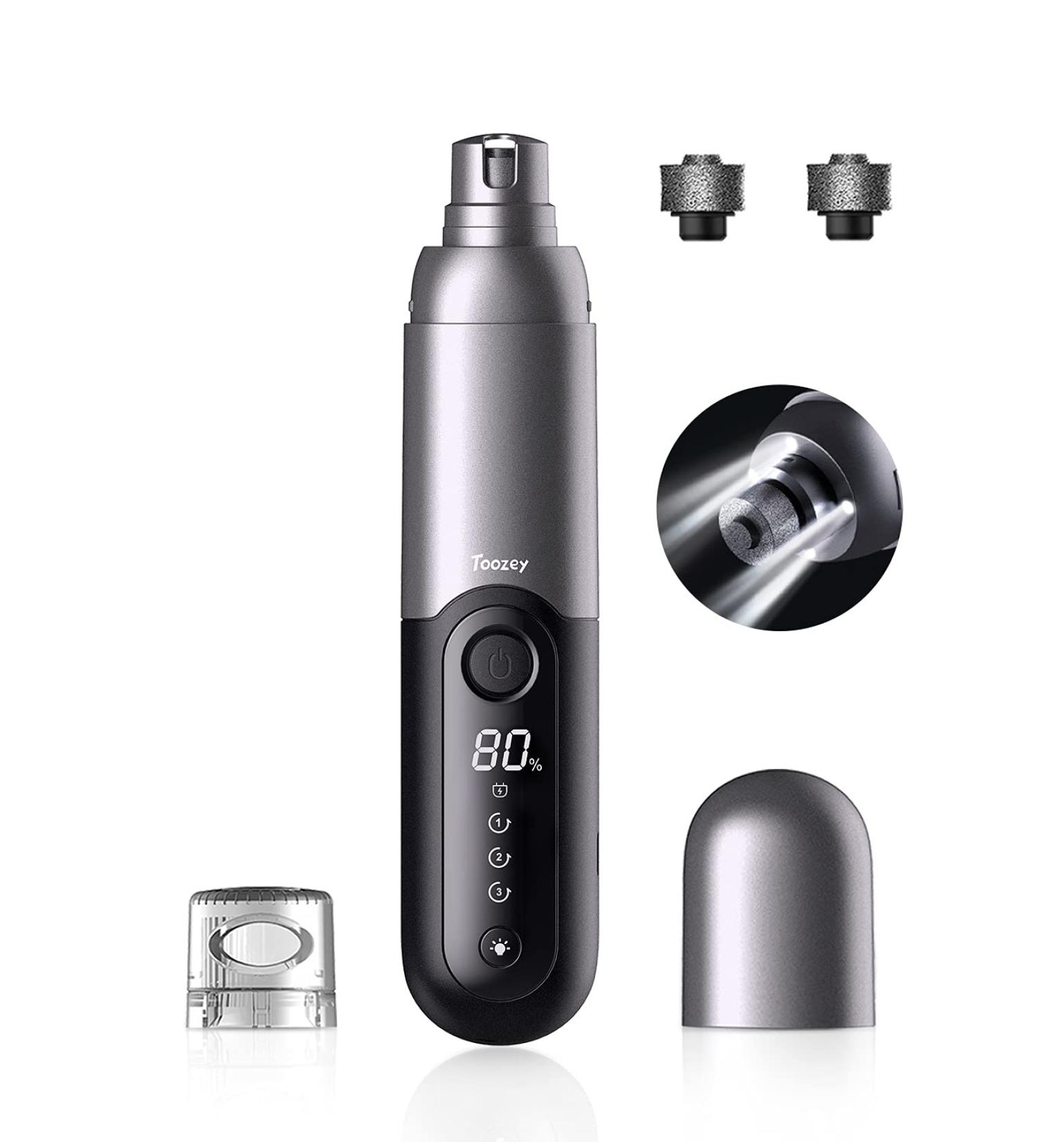 Toozey Dog Nail Grinder with LED Lights - Powerful Electric Nail Trimmer for Dogs & Cats - Buy Online on GoSupps.com
