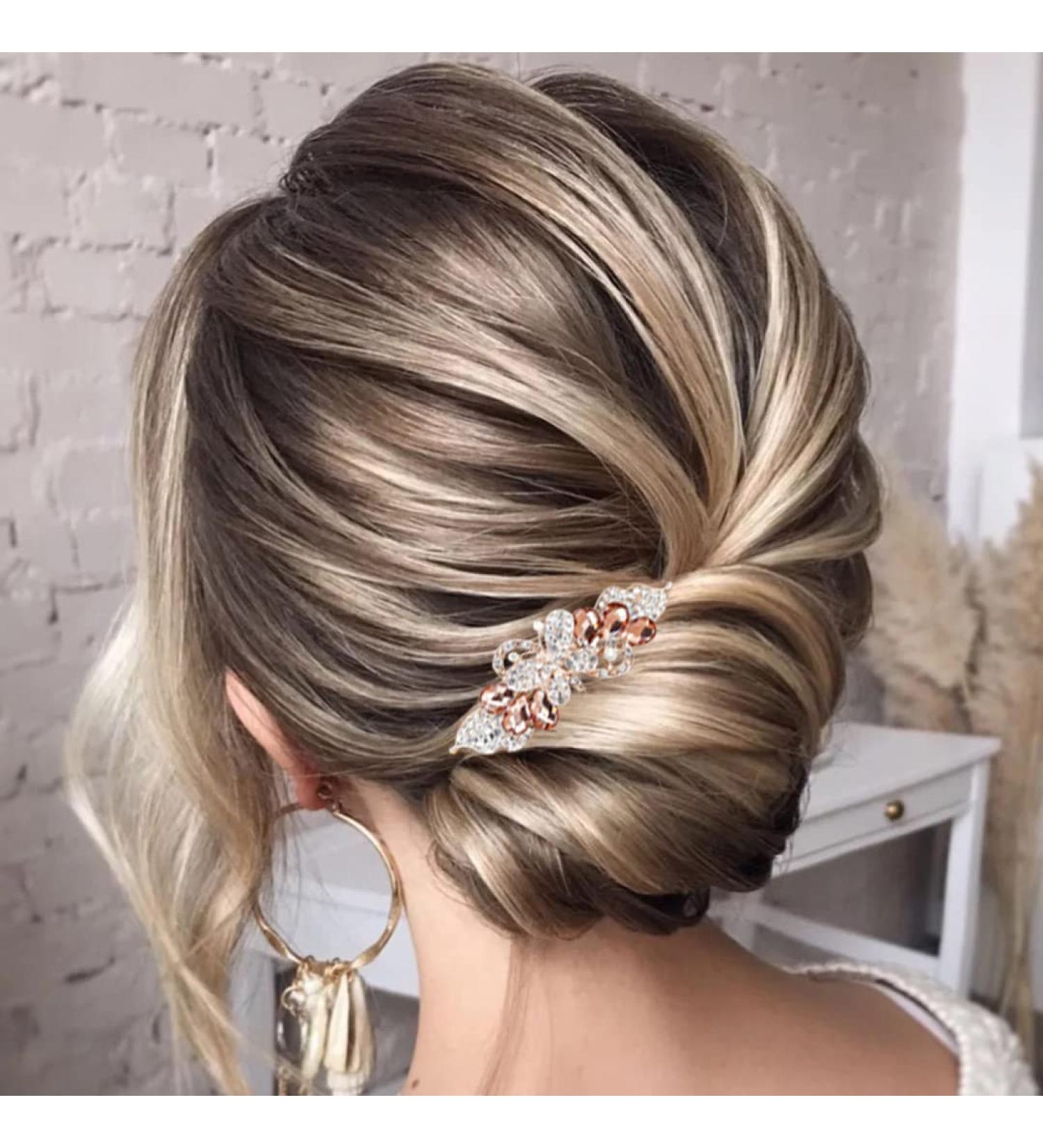 Atentuyi Butterfly Clips Gold Butterfly Hair Clip Rhinestone Hair Clip Gemstones Crystal Butterfly Hair Accessories Wedding Headpiece Bridal Headpiece (Champagne) - Buy Online on GoSupps.com