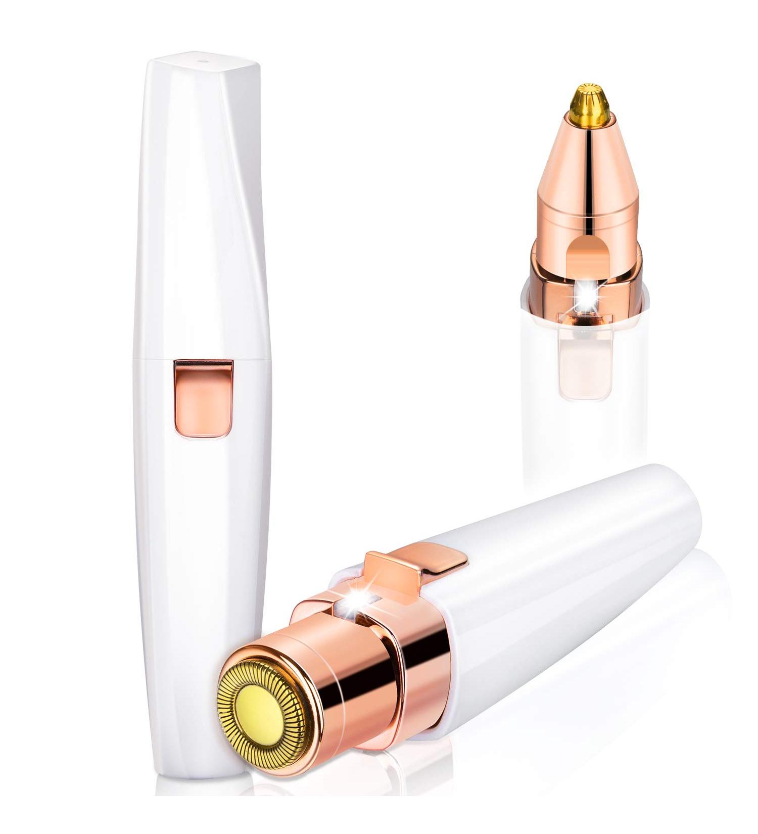 Rechargeable Facial Hair Removal for Women - 2 in 1 Eyebrow Trimmer & Hair Remover with LED Light - Buy Online on GoSupps.com