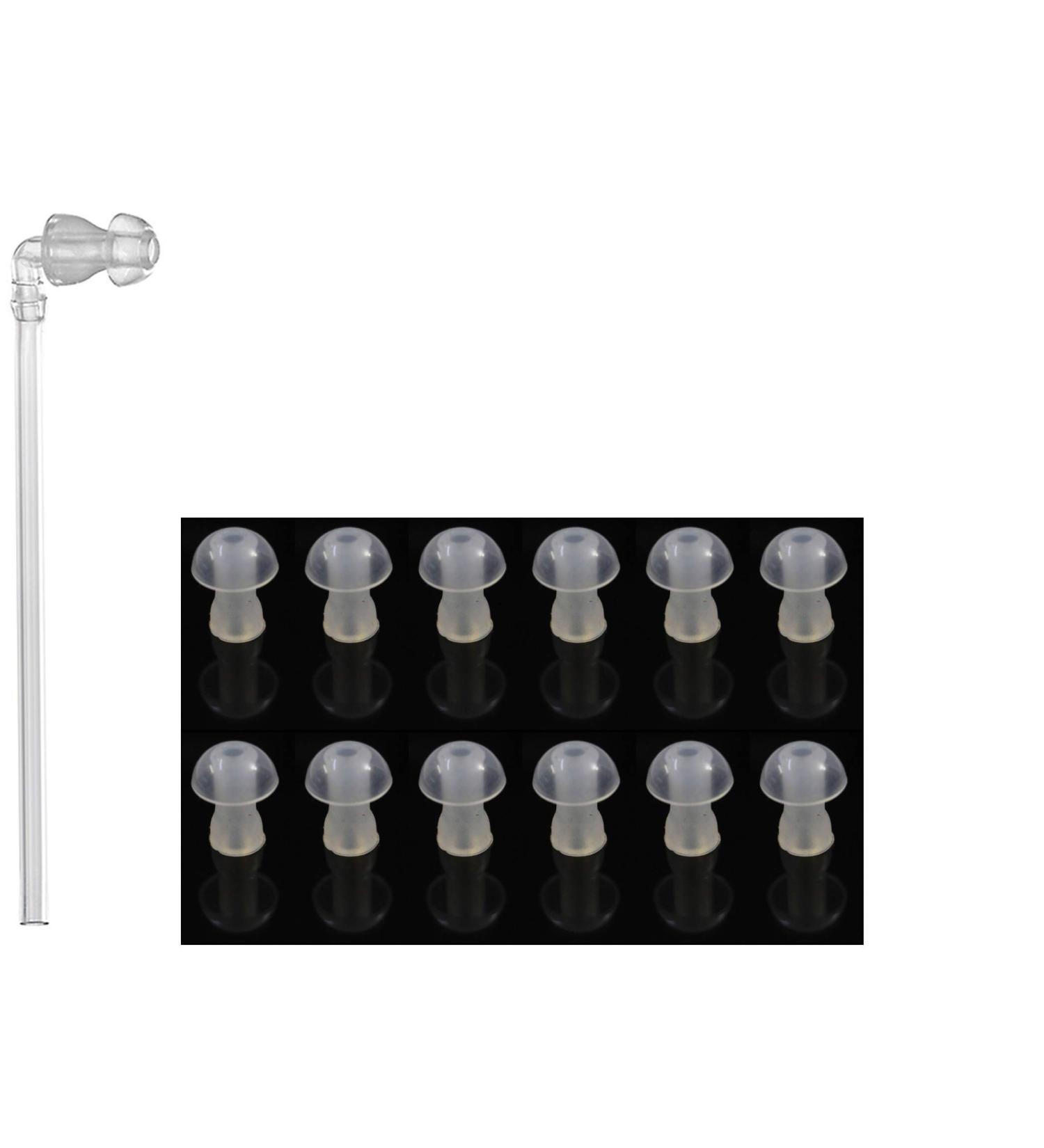 FCS Silicone Ear Tips for BTE & Pocket Hearing Aids | 12 Pack Small 8mm | Replacement Earplug Domes with Tube & Elbow Connectors - Buy Online on GoSupps.com