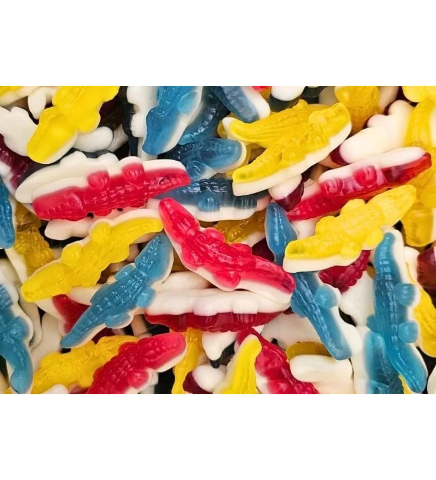 Gummy Jelly Crocodile Sweets - 1KG Bag - Mixed Colours Of Foam Jelly Sweets