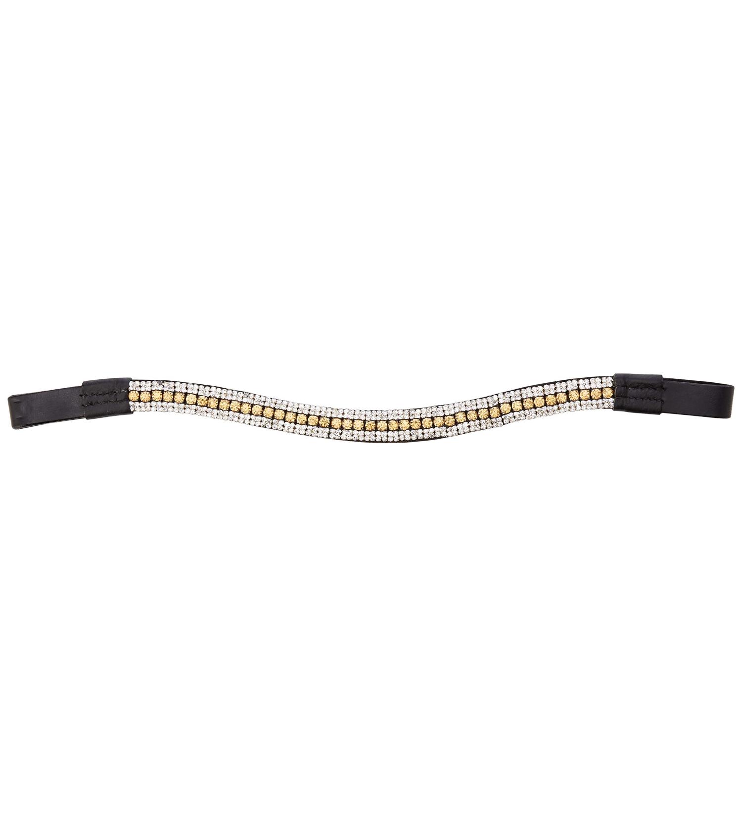 Cwell Equine New Diamante Bling Sparkly Browband 5 Rows Crystals Dressage Light Colarado Clear Black Leather (Full 16 Inches)