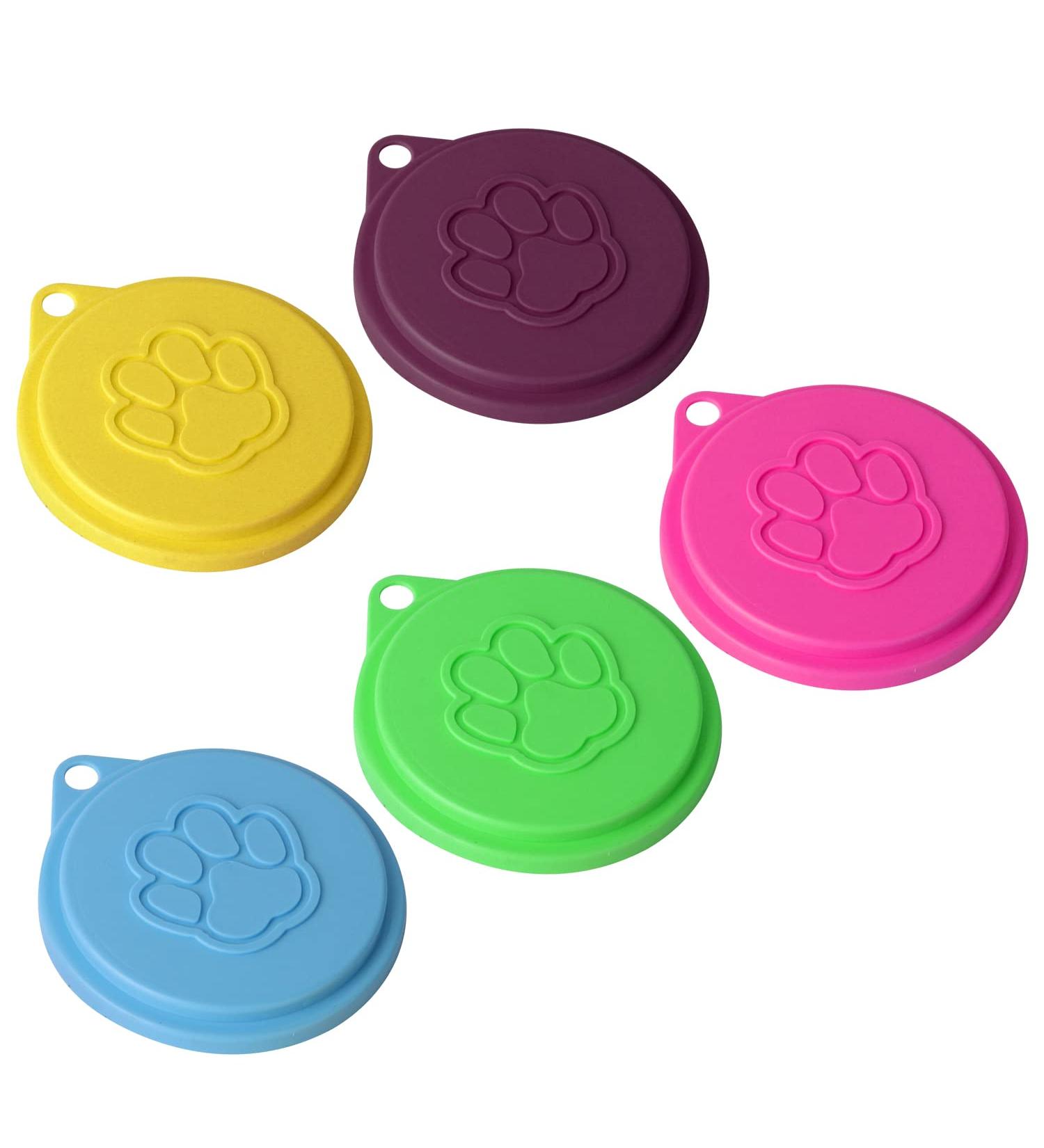 5 PCS Pet Food Can Covers - Self-Sealing Reusable Lids for Dogs and Cats - Environmentally Friendly (Random Color) - Pack of 5 - Buy Online on GoSupps.com