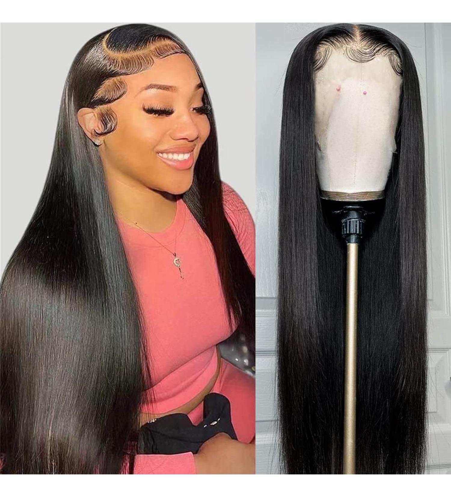 Iris Queen 13x4 HD Straight Lace Front Human Hair Wig 20 Inch - 180 Density, Pre Plucked with Baby Hair, 10A Transparent Lace, Bleached Knots - Natural Black for Black Women - Buy Online on GoSupps.com