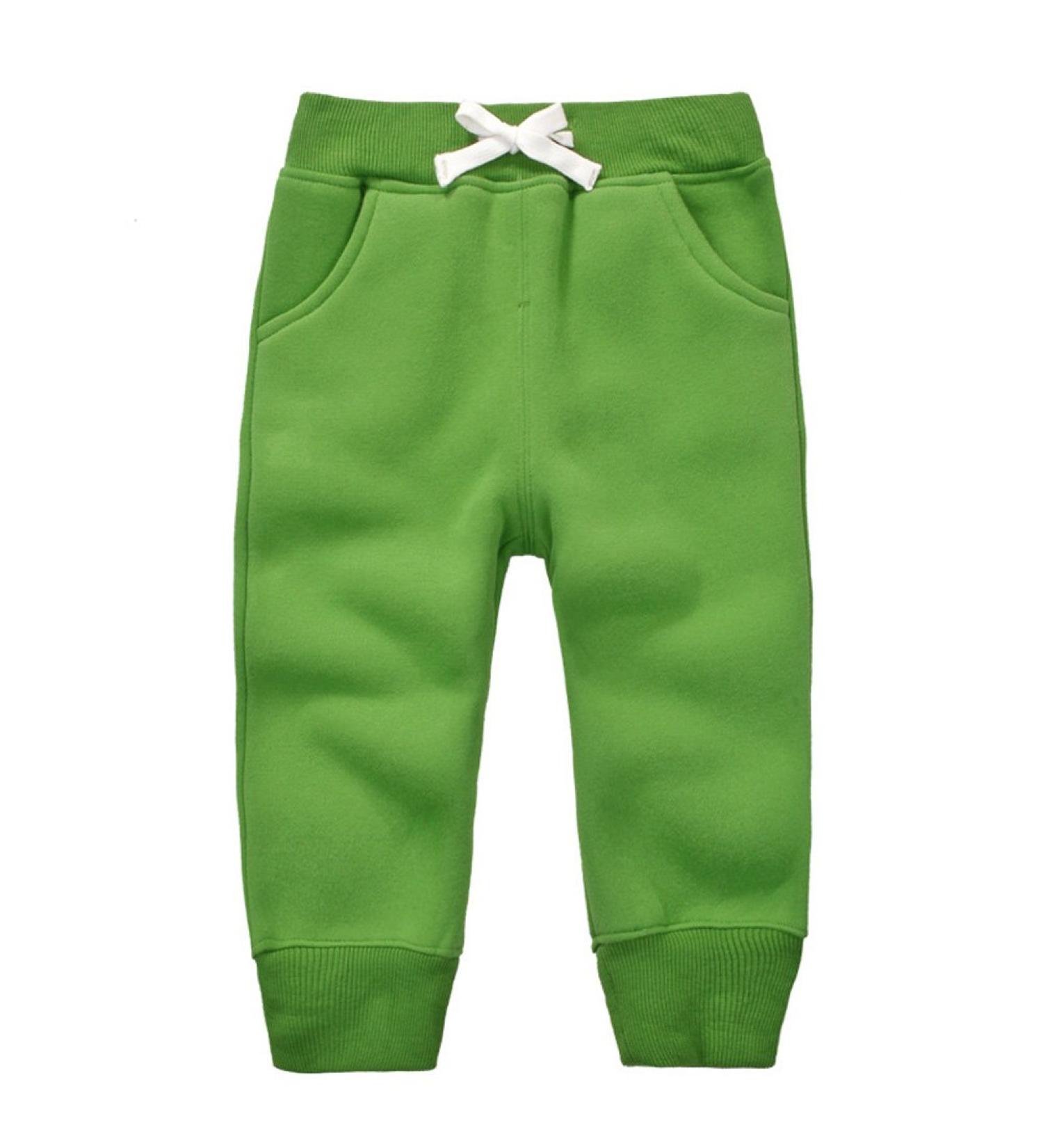 CuteOn Unisex Kids Elastic Waist Cotton Warm Trousers 3 Years Grass Green | Baby Pants Bottoms 1-5Years - Buy Online on GoSupps.com