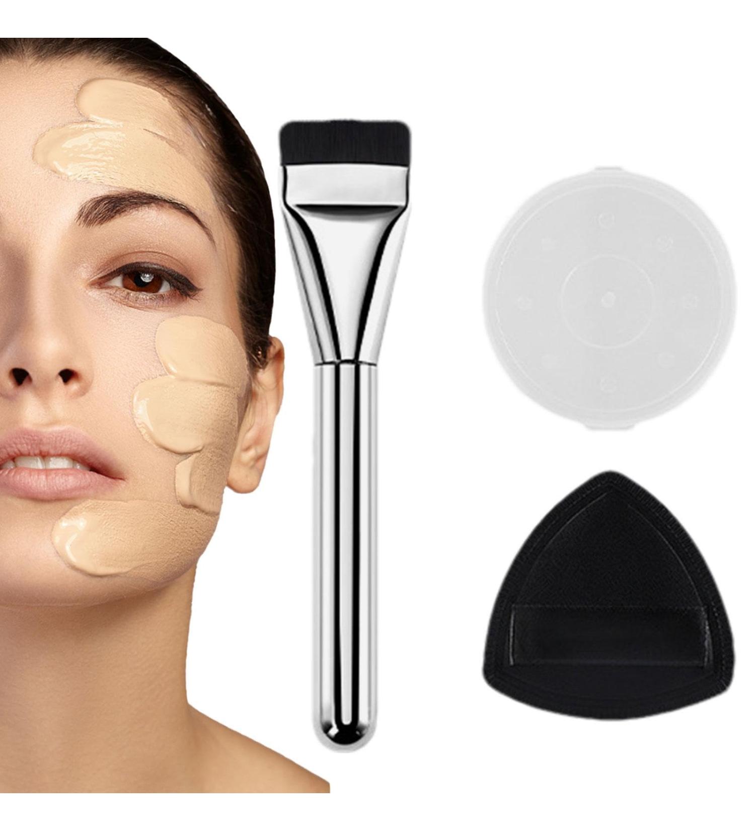 Cosmetic Applicator - Thin Brushes with Sponge Tip and High Makeup Brush Sets Base Brush Super Slim Foundation Brush with Flat Head and Sponge Blending Brush for Liquid Fo - Buy Online on GoSupps.com