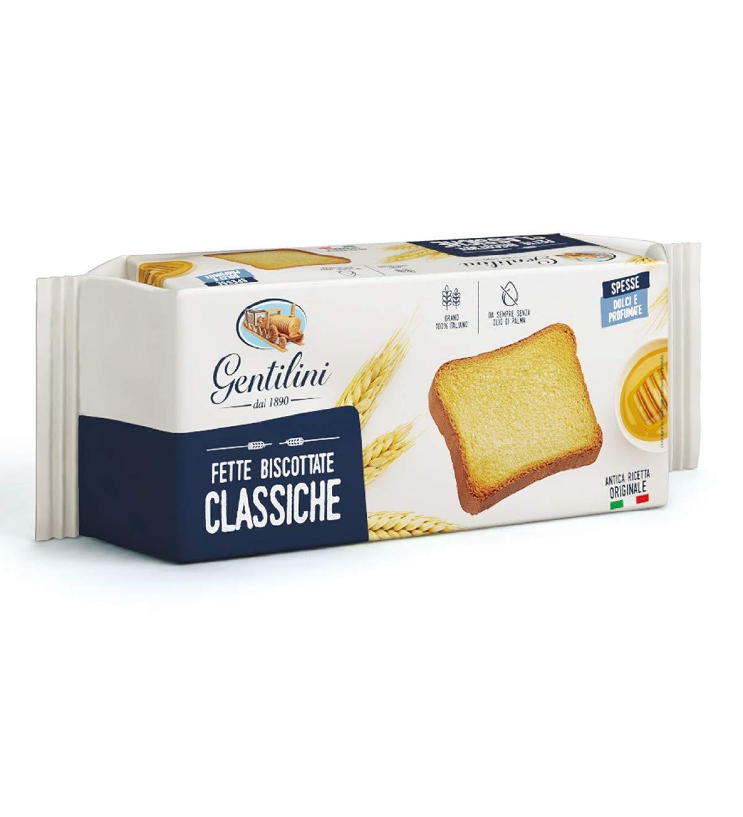 6x Gentilini Fette Biscottate Classiche Rusks Baked Goods 100% Italian Product 185g