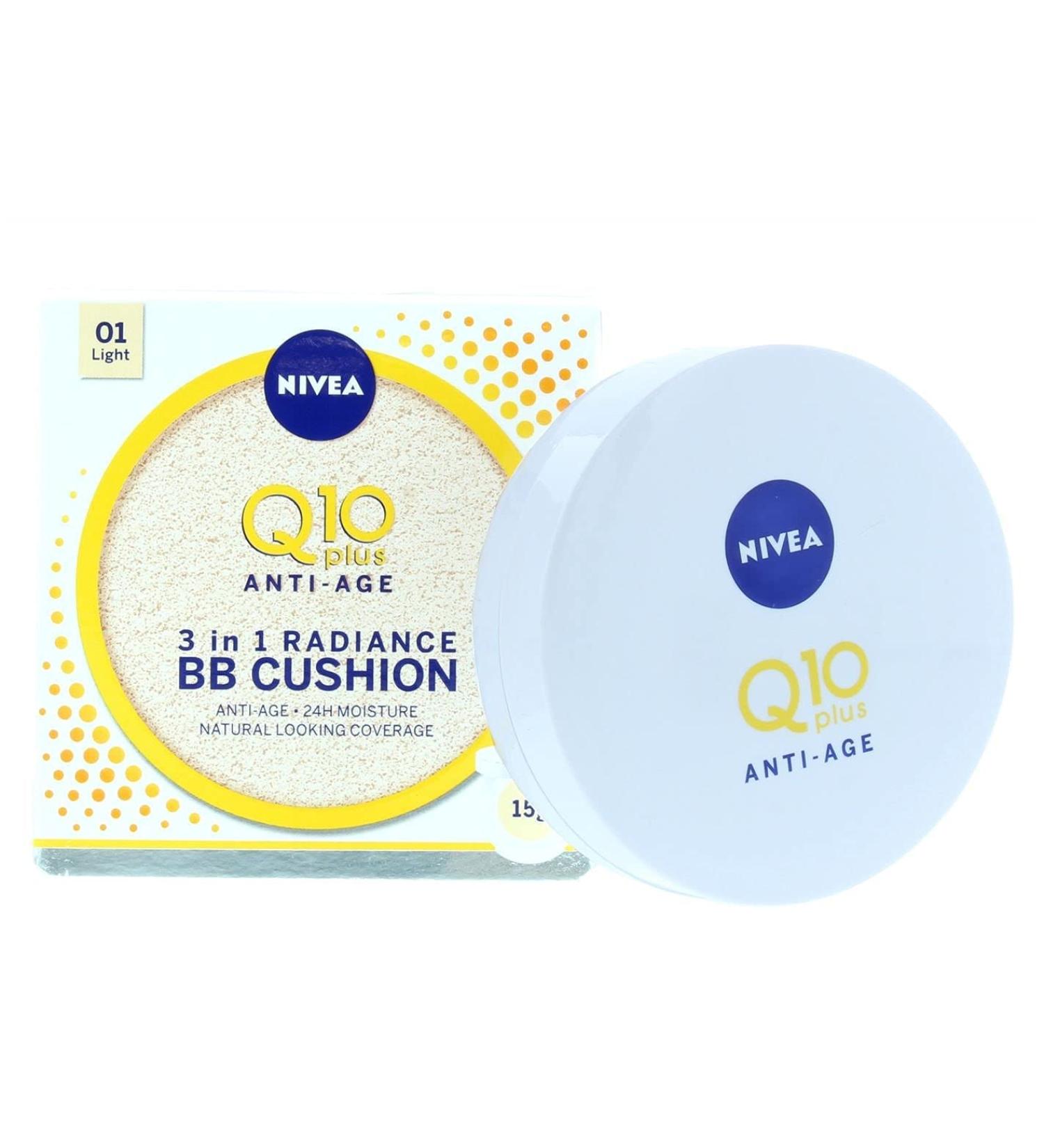 NIVEA Q10 Anti-Ageing BB Cream Cushion Light 15g - 24H Anti-Wrinkle Moisturizer - Buy Online on GoSupps.com