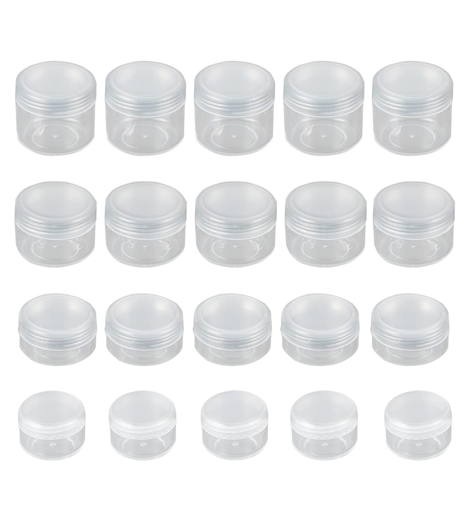 Liujzzi 20-Piece Travel Cosmetic Container Set | Glass Pots with Clear Lids for Creams Samples & Makeup Storage (5g 10g 15g 20g) - Buy Online on GoSupps.com