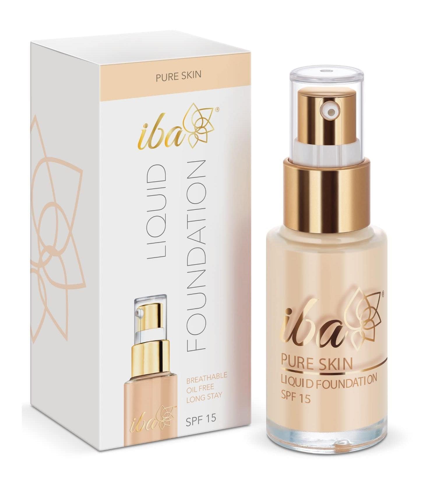 I-b'a Pure Skin Liquid Foundation - Snow White 30ml | Full Coverage l Long Lasting | Lightweight l Oil Free Dewy Finish | SPF 15 | Halal Certified & Vegan Makeup - Buy Online on GoSupps.com