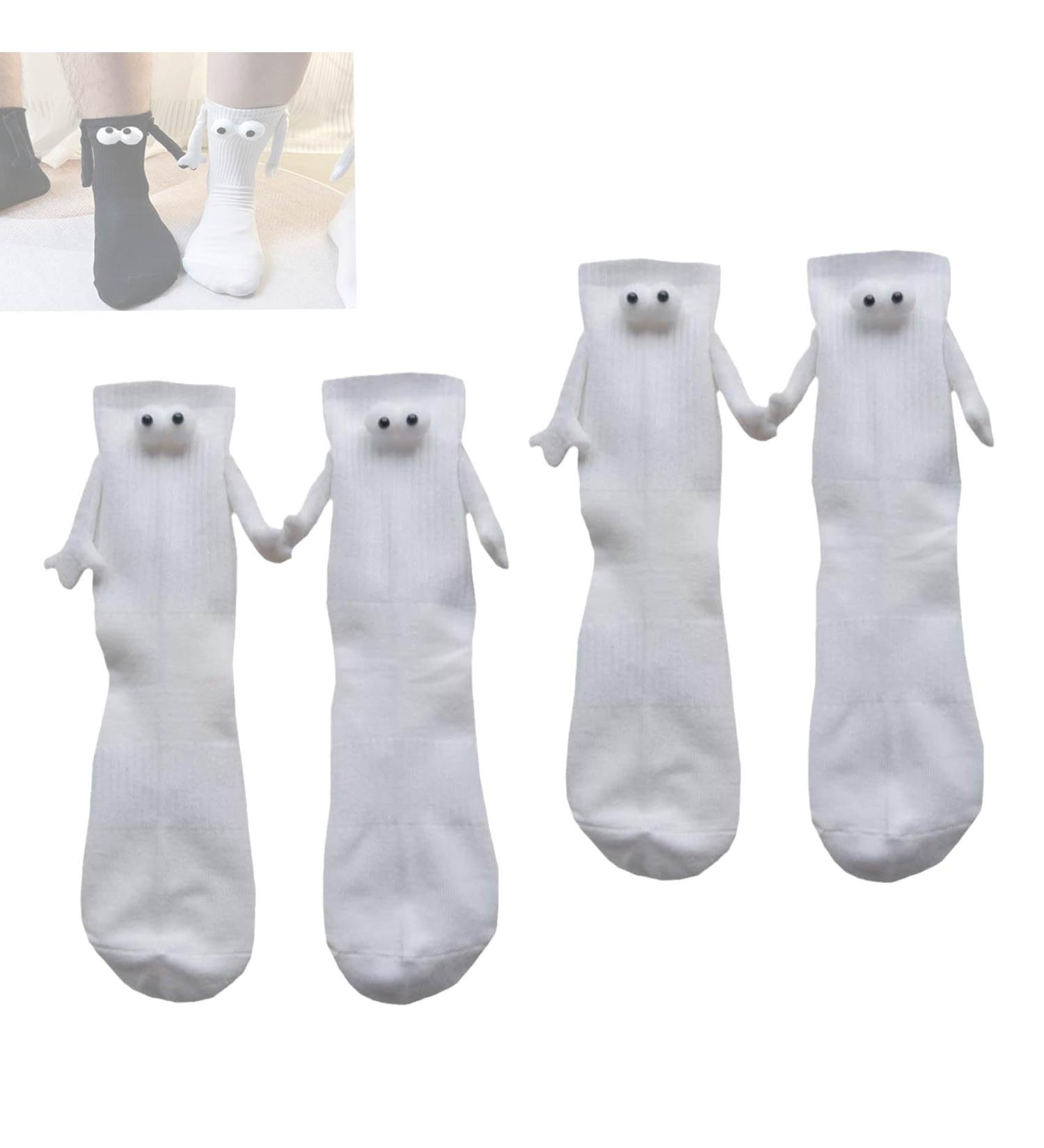 Njuxuio Magnetic Suction 3D Doll Couple Socks - Funny Couple Holding Hands Mid-Tube Socks (2 Pairs) - Buy Online on GoSupps.com
