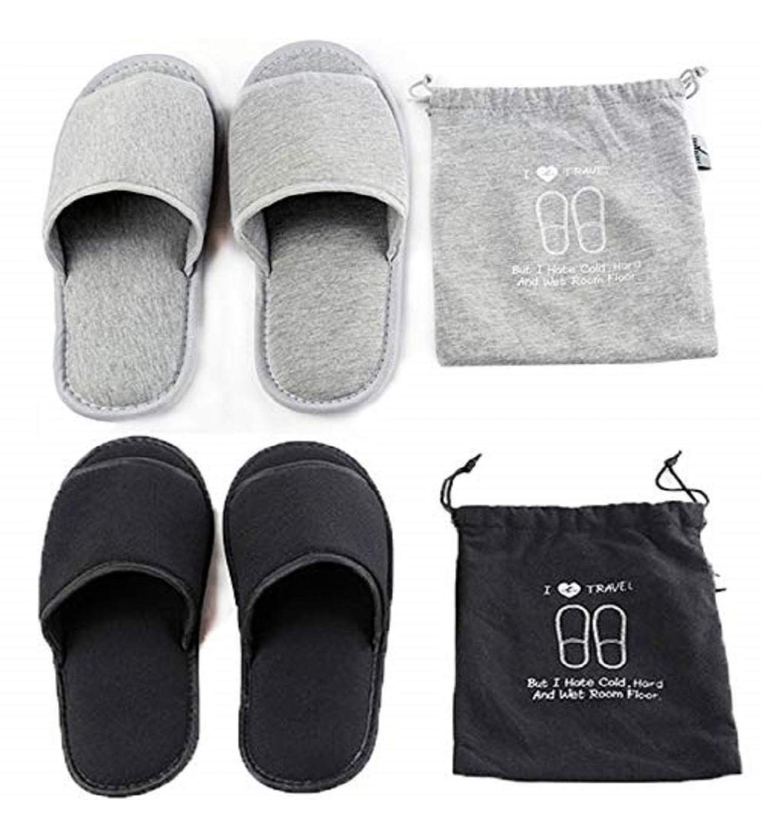 Ibluelover Portable Travel Spa Slippers - Foldable Flat Closed Toe Non-Slip Sole Hotel Slippers | Washable Indoor House Shoes for Business Trips - Buy Online on GoSupps.com