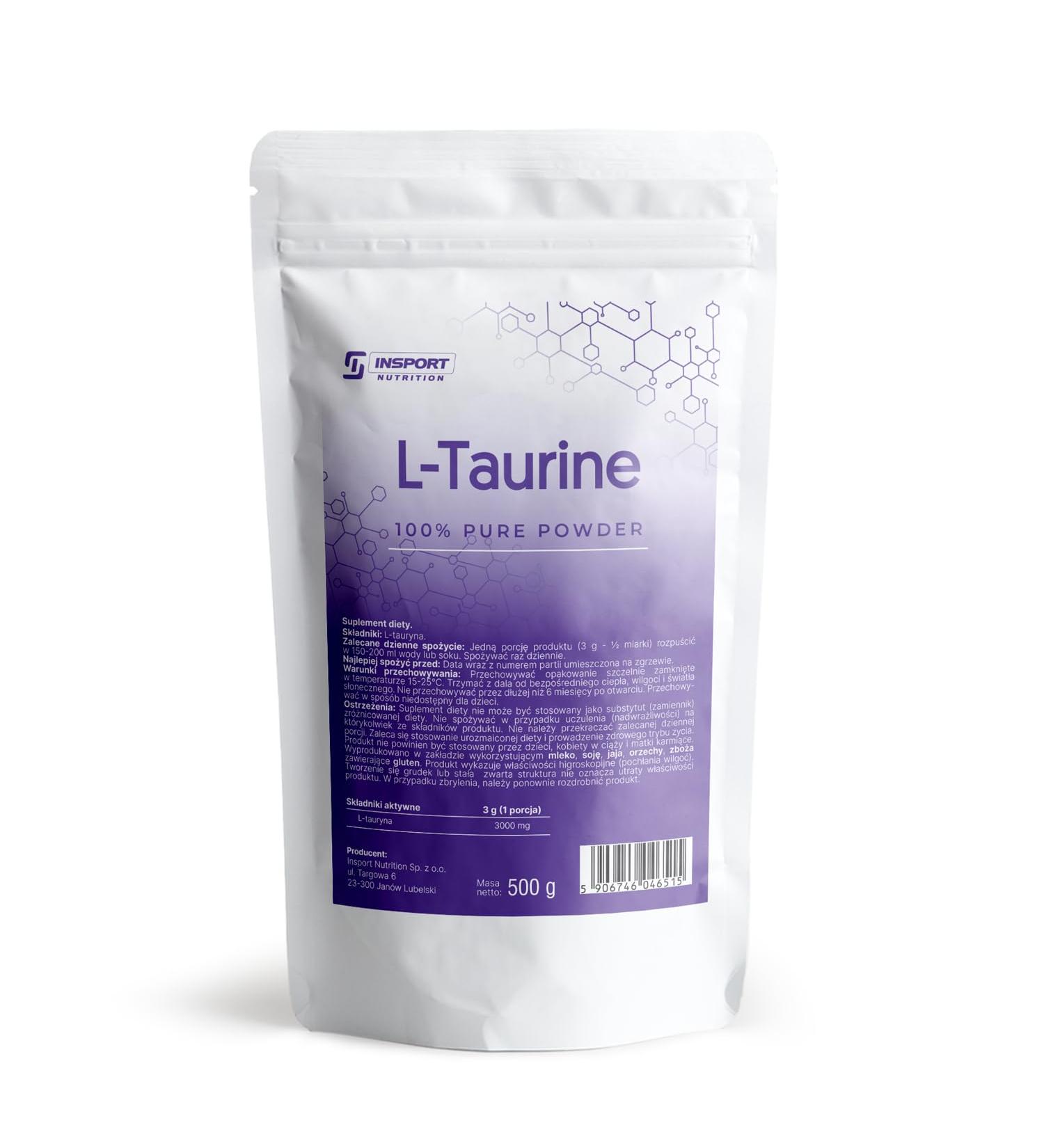 INSPORT Nutrition Taurine Powder 500g - Taurine 3000mg Powder - Amino Acid - For Recovery - For Endurance - No Unnecessary Additives. - Buy Online on GoSupps.com