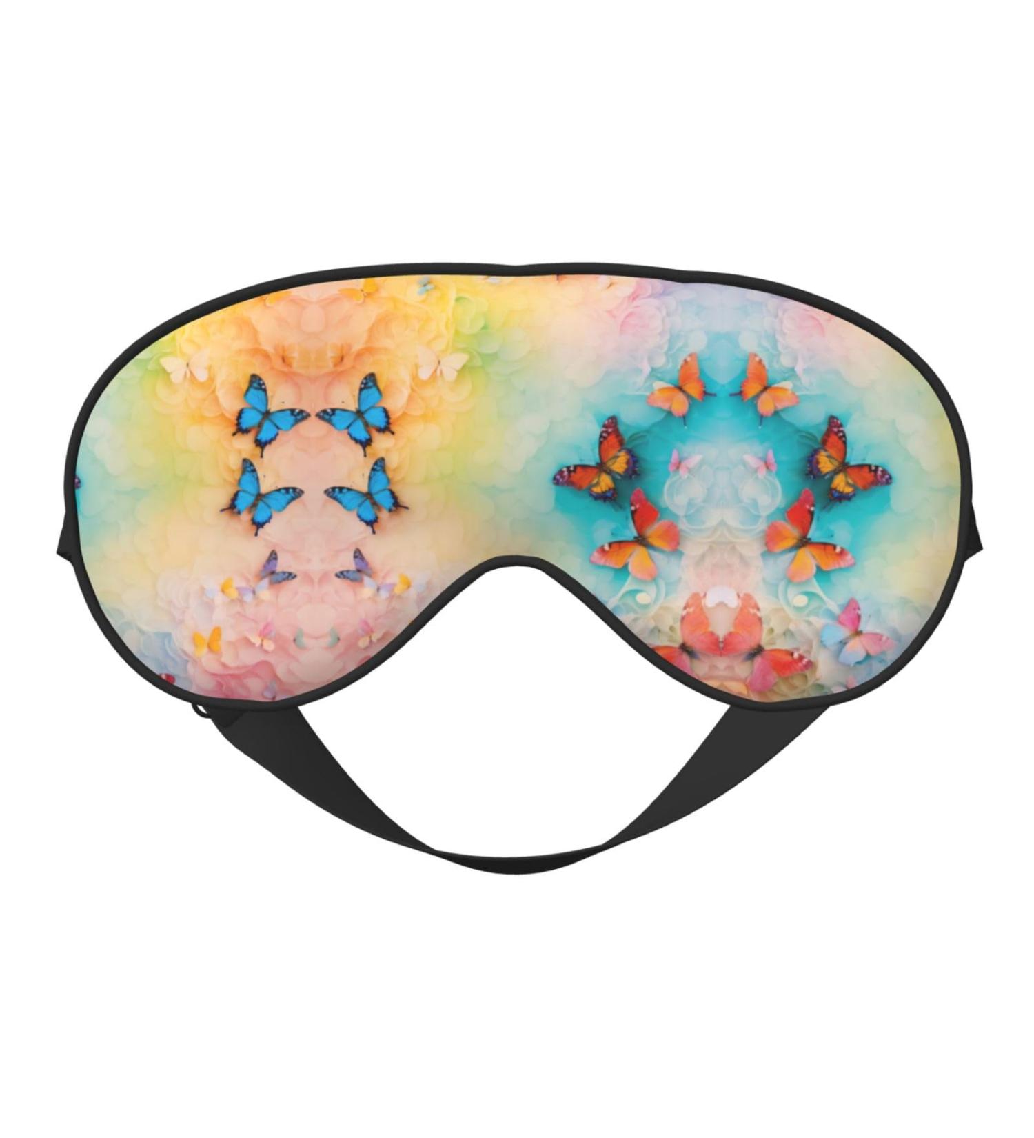 Butterfly Print Unisex Sleep Mask - Double-Sided Eye Mask for Sound Sleep & Skin Care - Black - Buy Online on GoSupps.com