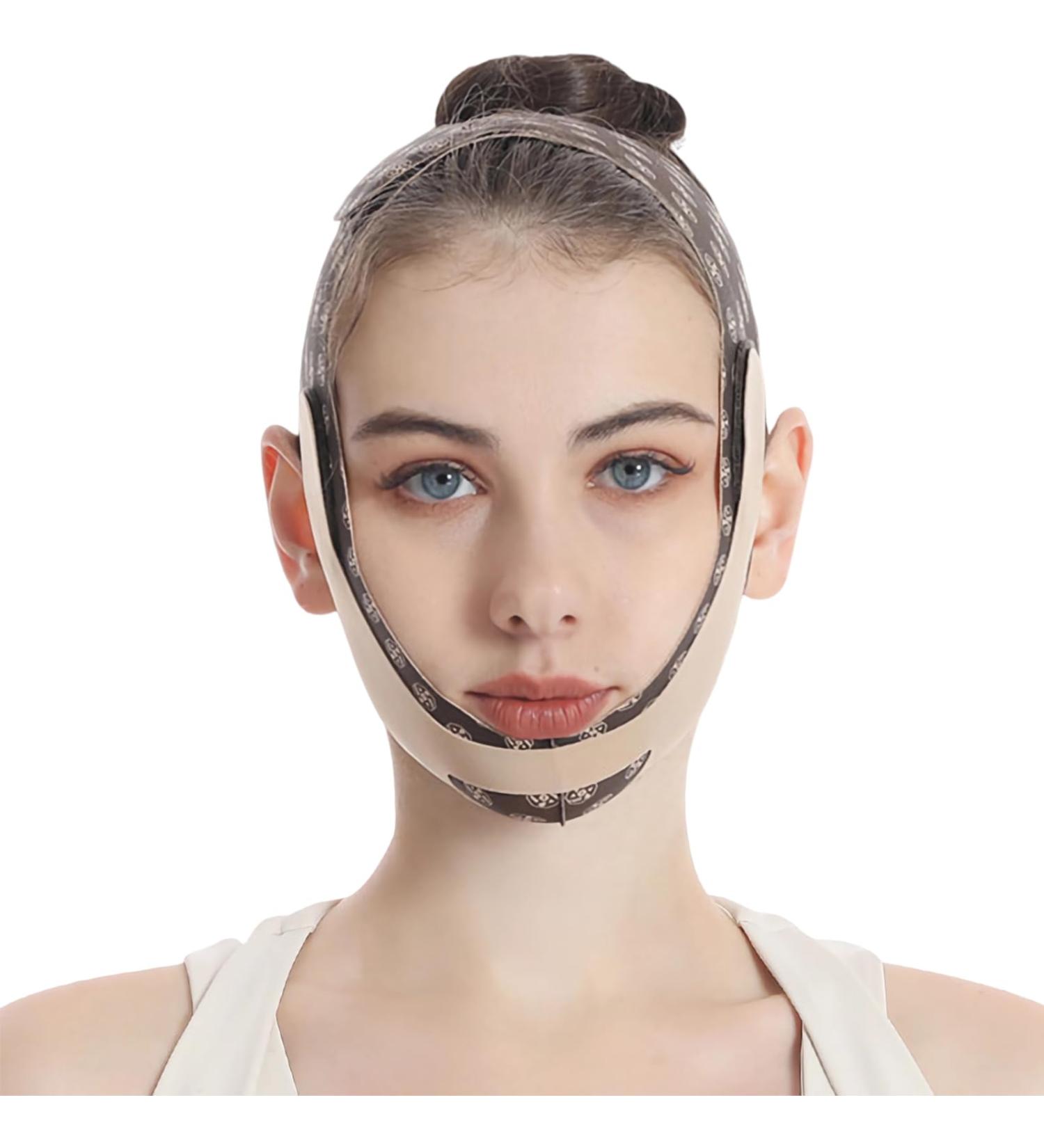 Reusable V Line Lifting Mask & Chin Strap for Women - Prevent Sagging & Tone Jaws (Brown) - International Shipping Available - Buy Online on GoSupps.com