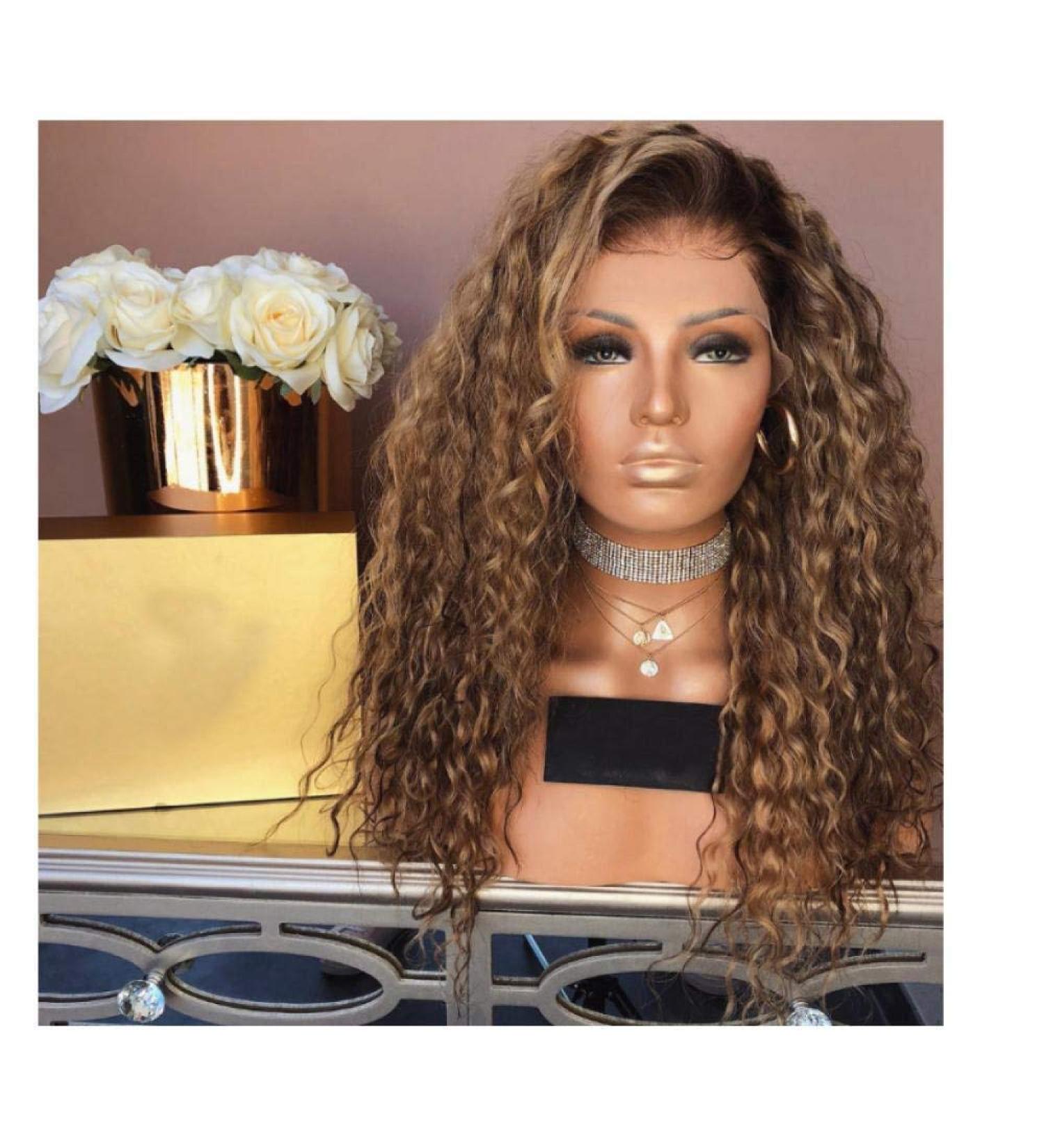 BGHJUE N Yellow Roll Synthetic Wig for Women - Left Side Parting Heat Resistant High Density White Hair Wig - Buy Online on GoSupps.com