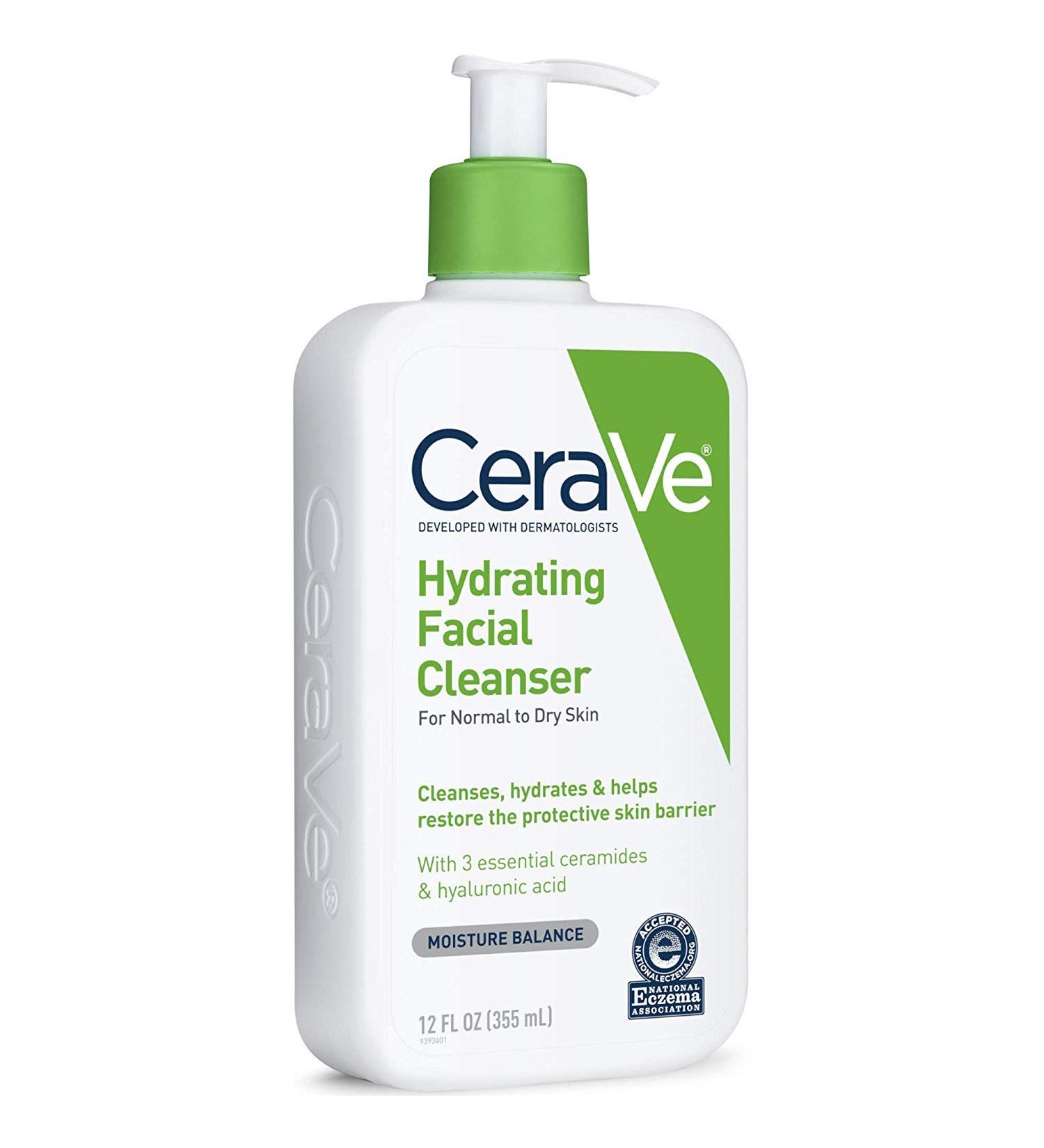 CeraVe Hydrating Facial Cleanser 12 fl oz - Gentle Moisturizing Cleanser for All Skin Types - Buy Online on GoSupps.com