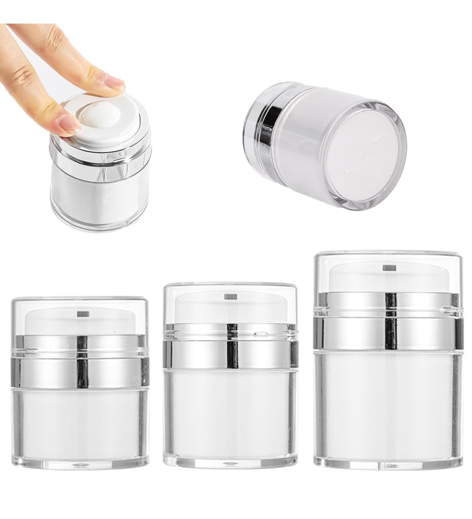 3Pcs Airless Pump Bottle Dispenser Container Airtight Containers Bottle Refillable Empty Bottles Moisturiser Pump Dispensertravel Bottles for Toiletries for Lotions Creams Makeup - Buy Online on GoSupps.com