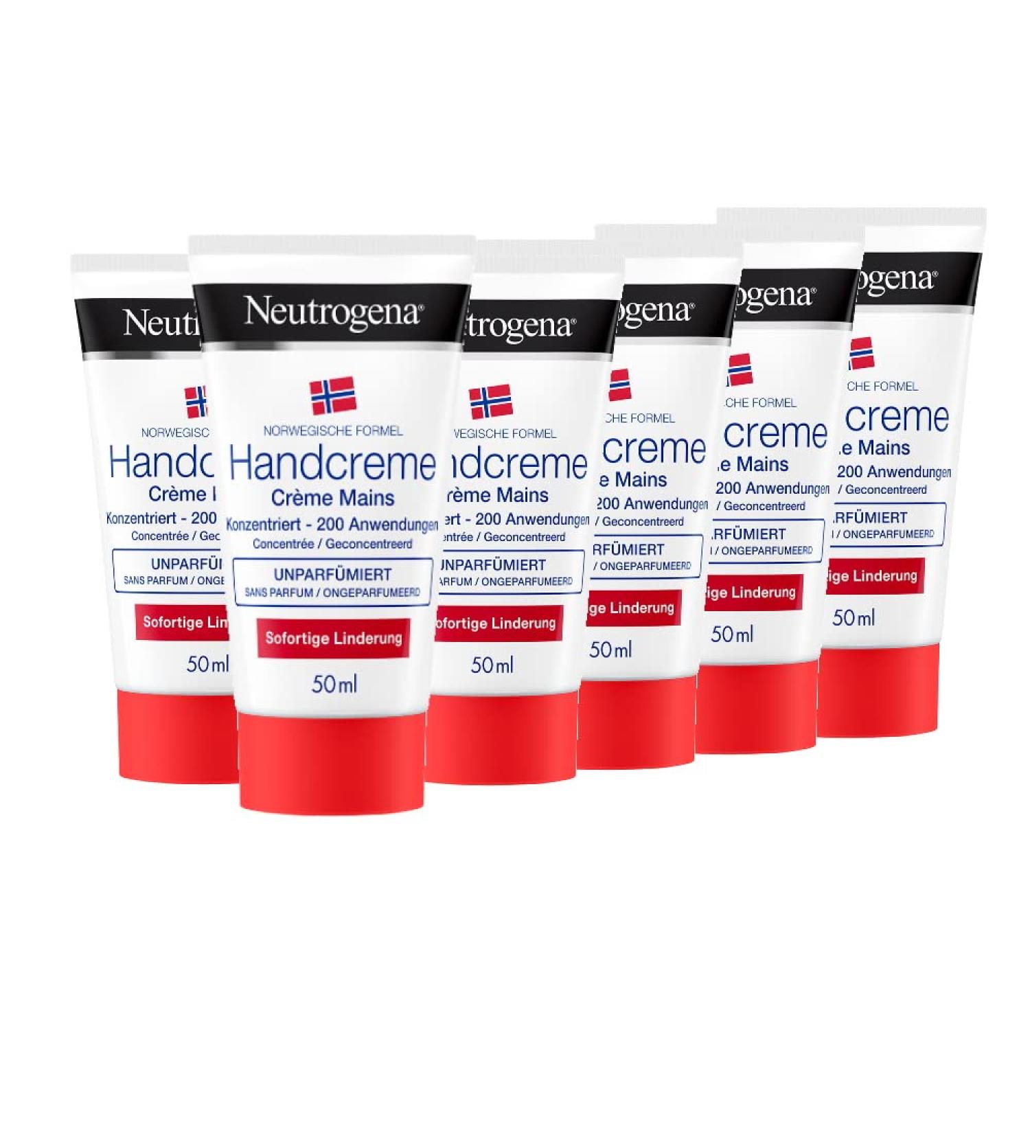 Neutrogena Norwegian Formula Hand Cream - Unscented 6x50ml | Best for Very Dry Hands - International Shipping Available - Buy Online on GoSupps.com