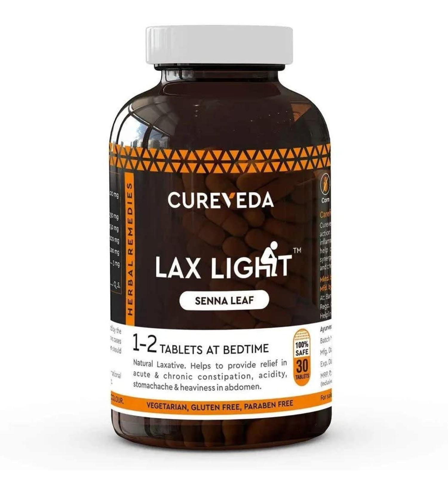 METROL Cureveda Herbal Lax Light Senna Leaf Tablets - 30 Count - Buy Online on GoSupps.com