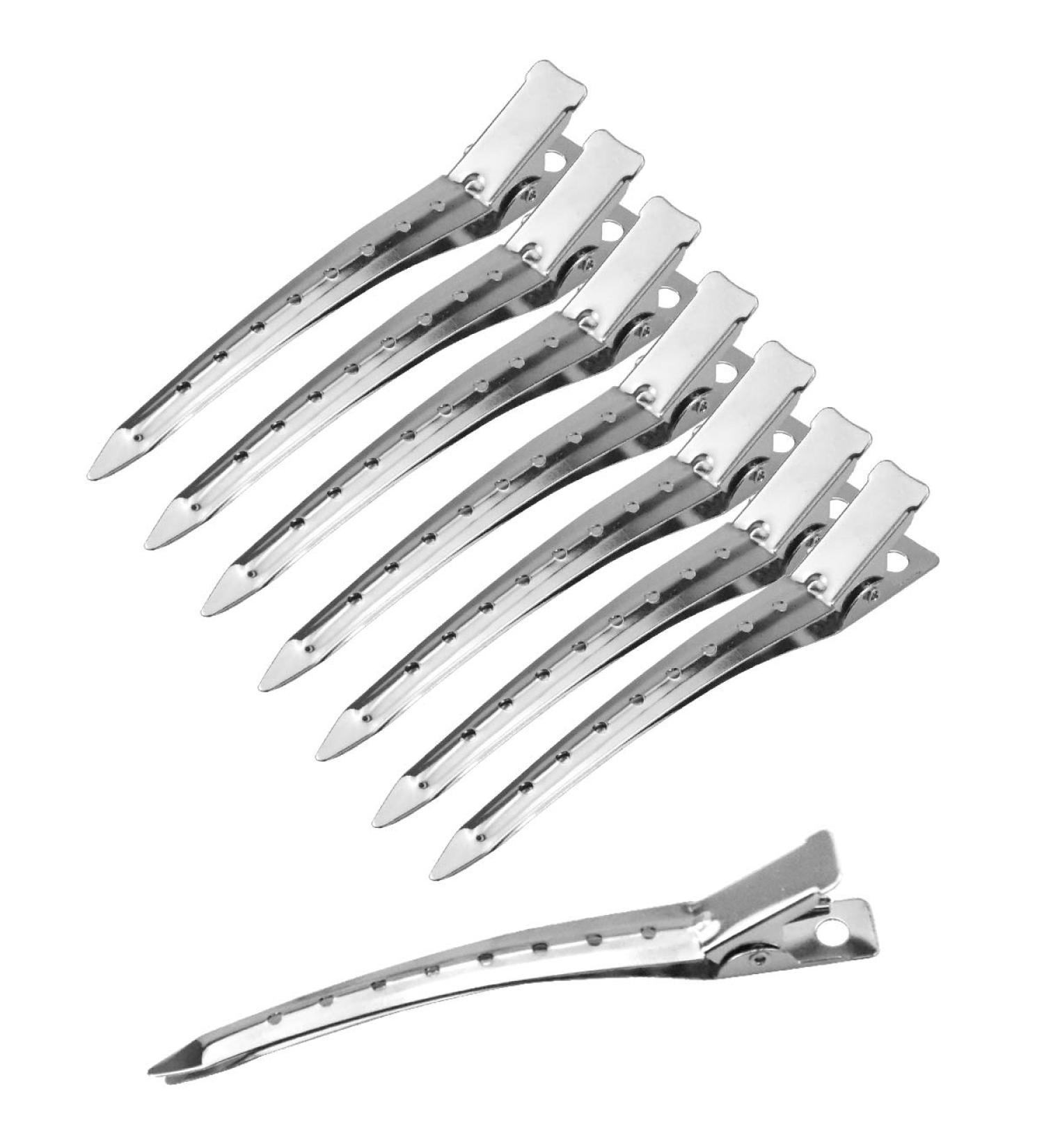24 Pieces Silver Duck Bill Hair Clips - Metal Clamps & Combi Clips for Girls & Women - 3.3 Inch Alligator Curl Hair Clips with Holes for Hairdressing - Buy Online on GoSupps.com