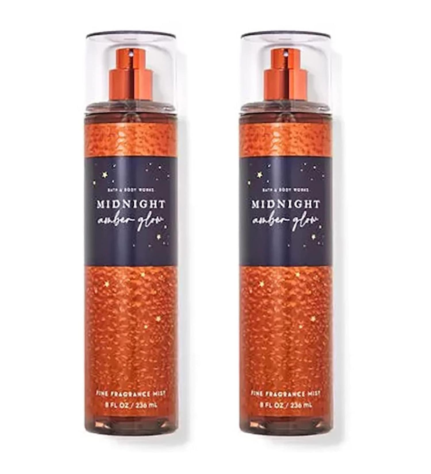 Bath & Body Works Fine Fragrance Body Mist Gift Set 8 oz Pack Lot of 2 (Midnight Amber Glow)