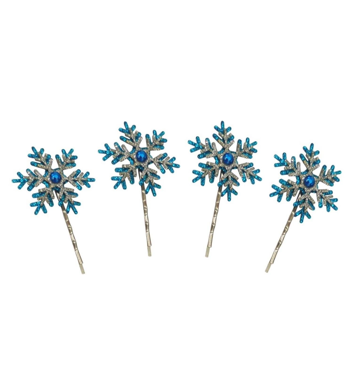Bobby Kirby Hair Grips Set Clear with Sparkle Snowflake