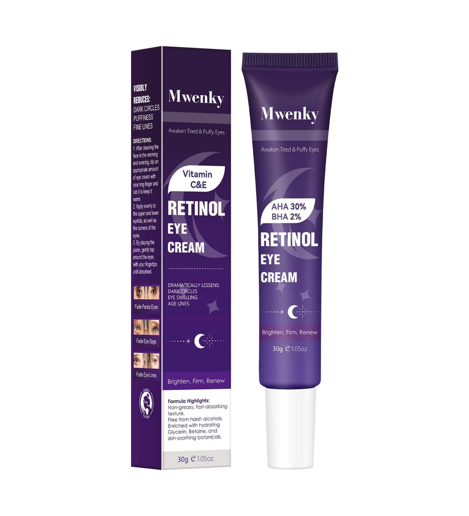 Retinol Eye Cream Infused with Vitamin C&E to Smooth and Hydrate Skin Cream for Dark Circles Treatments Reduce Under Smooth Wrinkles Eye Bags Puffiness - Buy Online on GoSupps.com