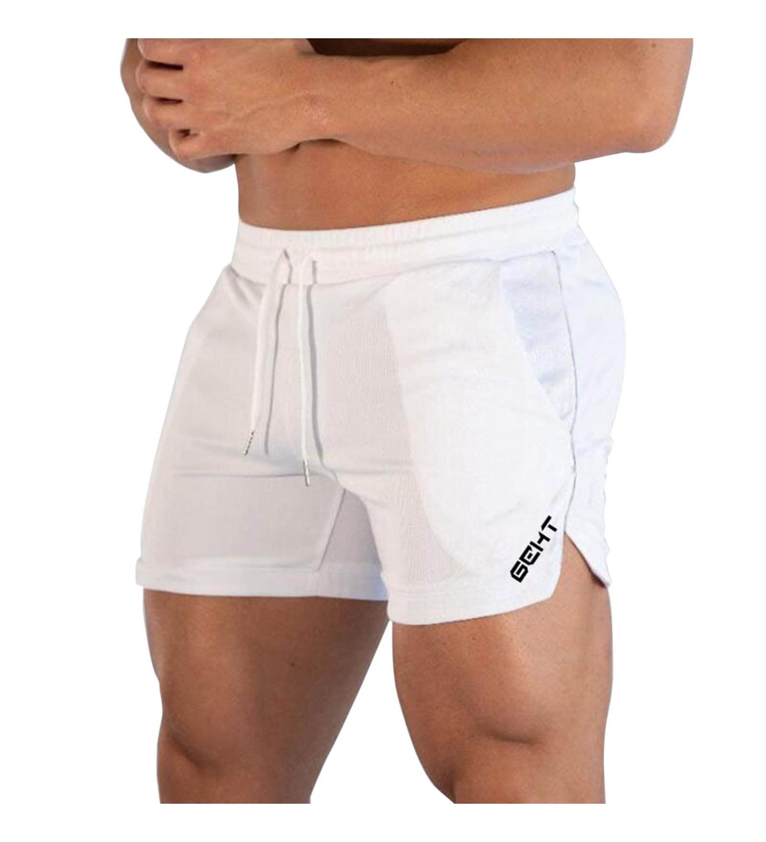 Vedolay Men's Casual Cotton Shorts with Drawstring Waist and Pockets - White, Large - Buy Online on GoSupps.com
