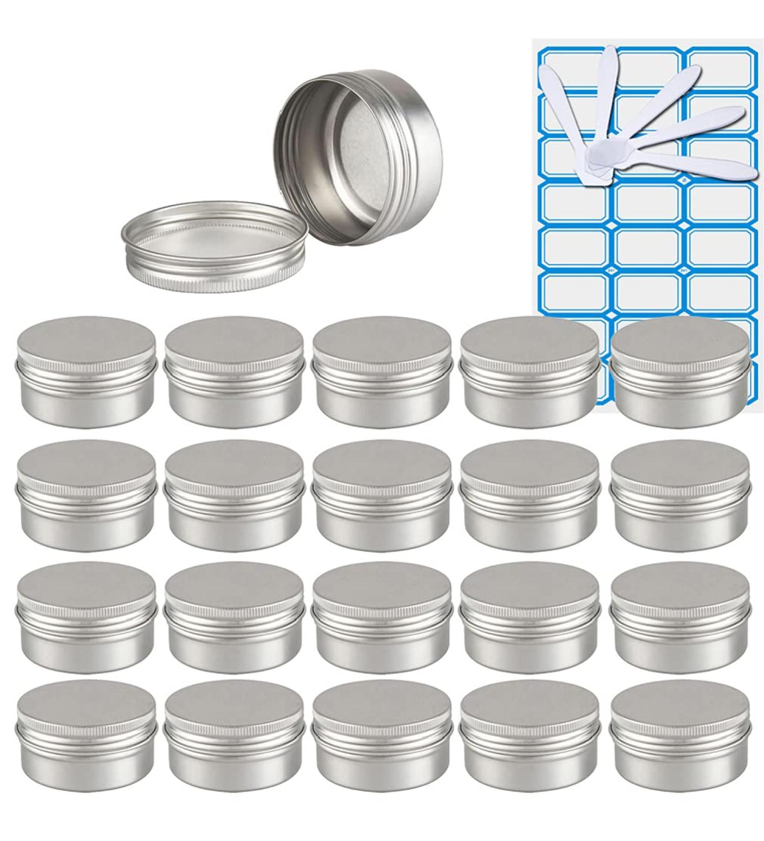 Zeoabsy 30 Pieces 50ml Round Silver Aluminum Tins - Perfect for Cosmetics Candles & Ointments | Includes Spatulas & Labels - Buy Online on GoSupps.com