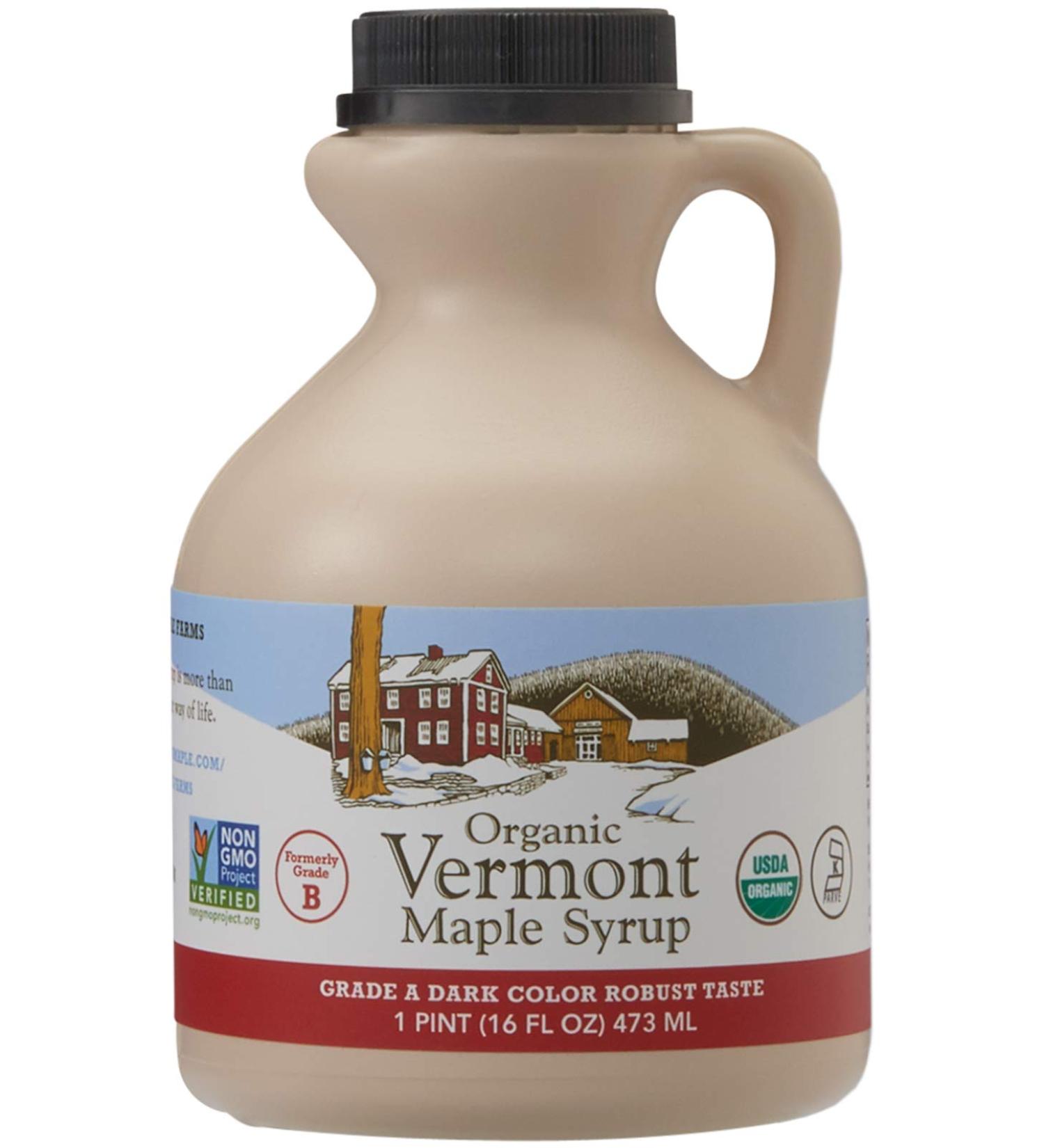 Hidden Springs Maple Organic Vermont Maple Syrup Grade A Dark Robust - 16oz BPA-Free Jug - Buy Online on GoSupps.com