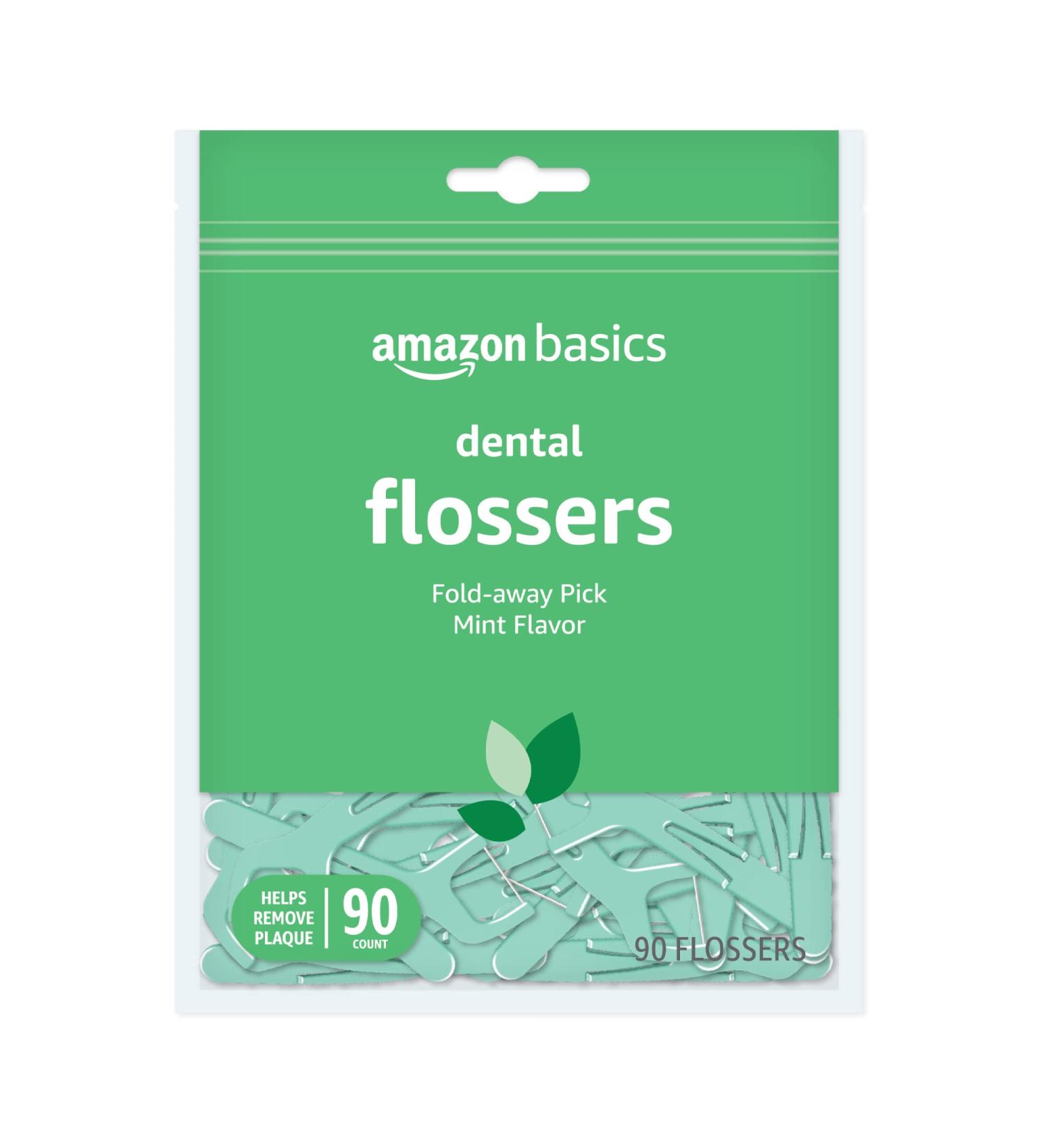 Amazon Basics Mint Dental Flossers 90 Count - 1 Pack (Formerly Solimo) - Buy Online on GoSupps.com