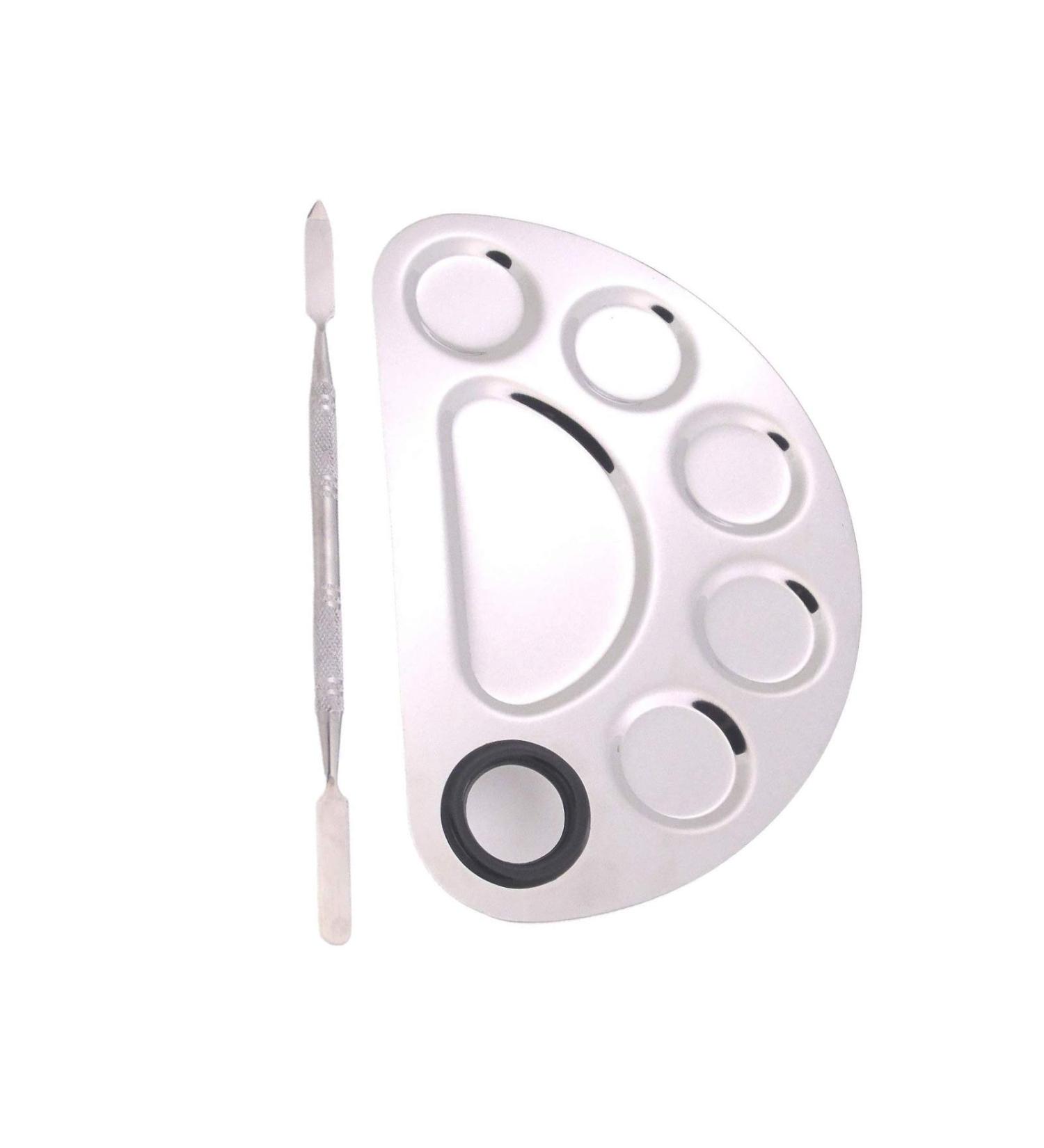 YuuHeeER Stainless Steel Artist Palette - 6 Holes Makeup & Nail Art Mixing Plate for Perfect Blending | International Shipping - Buy Online on GoSupps.com