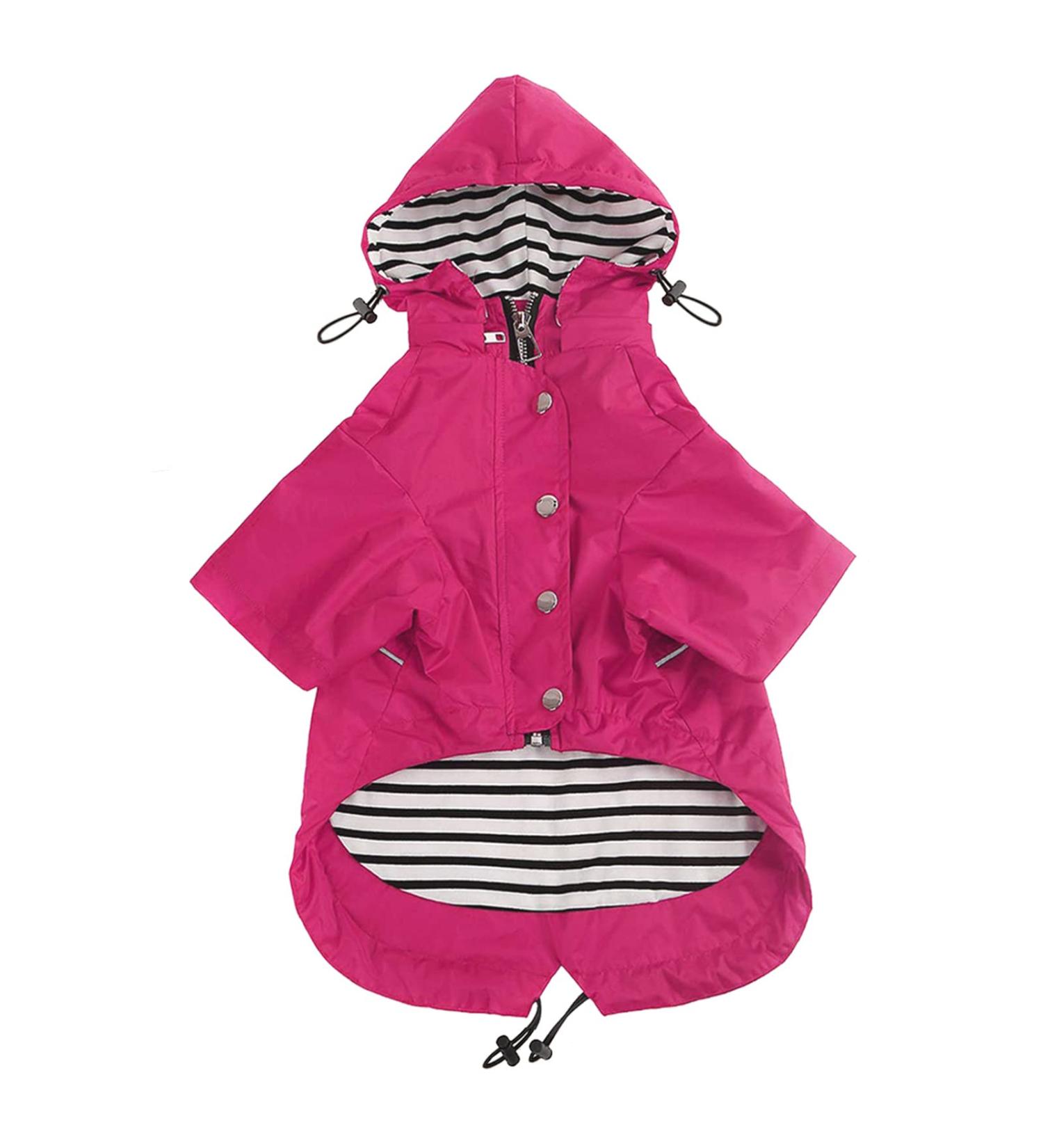 Minezi Waterproof Dog Coat - Adjustable Reflective Removable Hood | Rosa-Xs Pink (38-42cm) - International Shipping - Buy Online on GoSupps.com