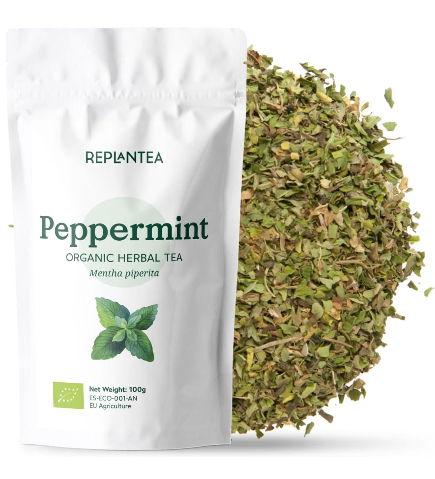 Mint Tea Loose Leaf Organic 100g (50 Cups) | Peppermint Loose Herbal Tea REPLANTEA - Buy Online on GoSupps.com