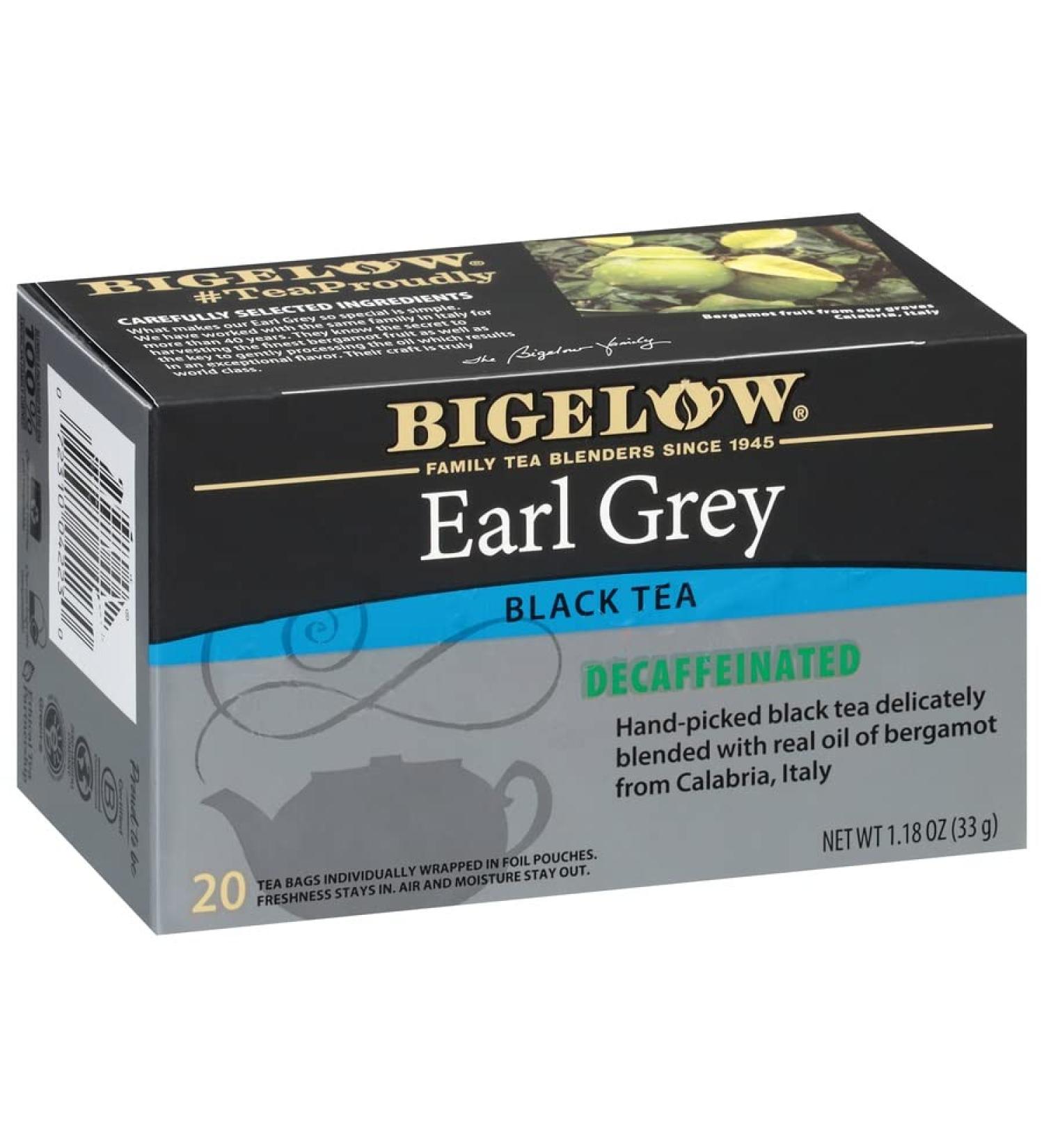 Bigelow Earl Grey Decaffeinated Black Tea - 20 Tea Bags | 1.18 oz (33 g) - Premium Flavor - Buy Online on GoSupps.com