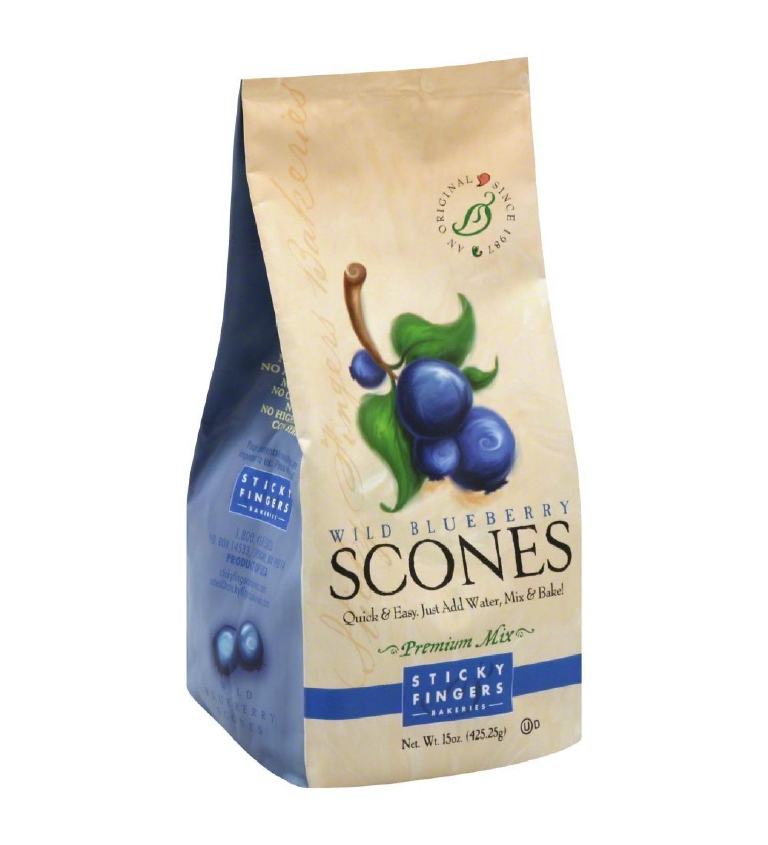Sticky Fingers Bakeries Wild Blueberry Scone Mix (Pack of 6) - Just Add Water, 15 oz - Buy Online on GoSupps.com