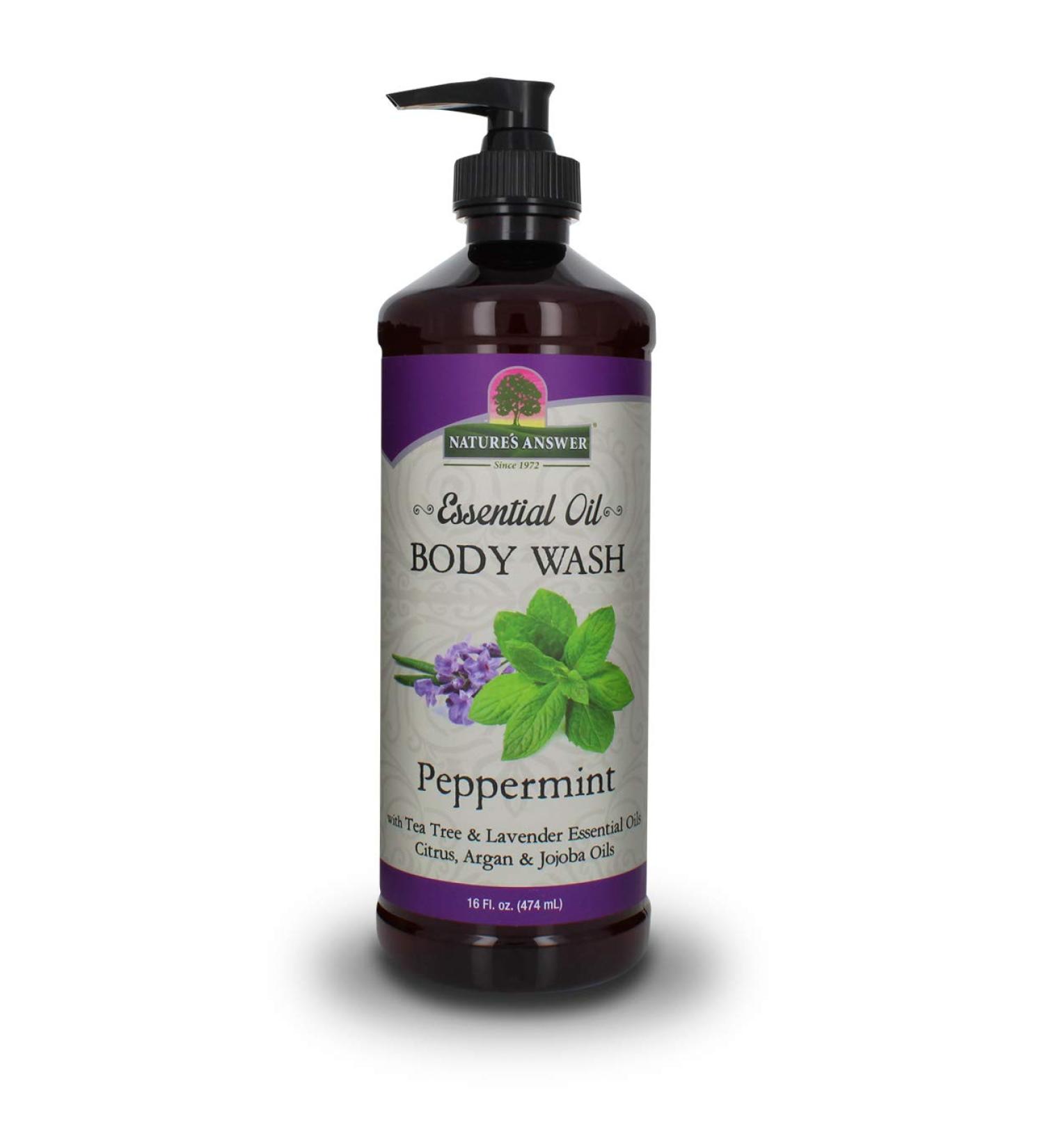 Nature's Answer Peppermint Essential Oil Body Wash - 16oz Pump for Sensitive Skin, Natural Exfoliation - Buy Online on GoSupps.com