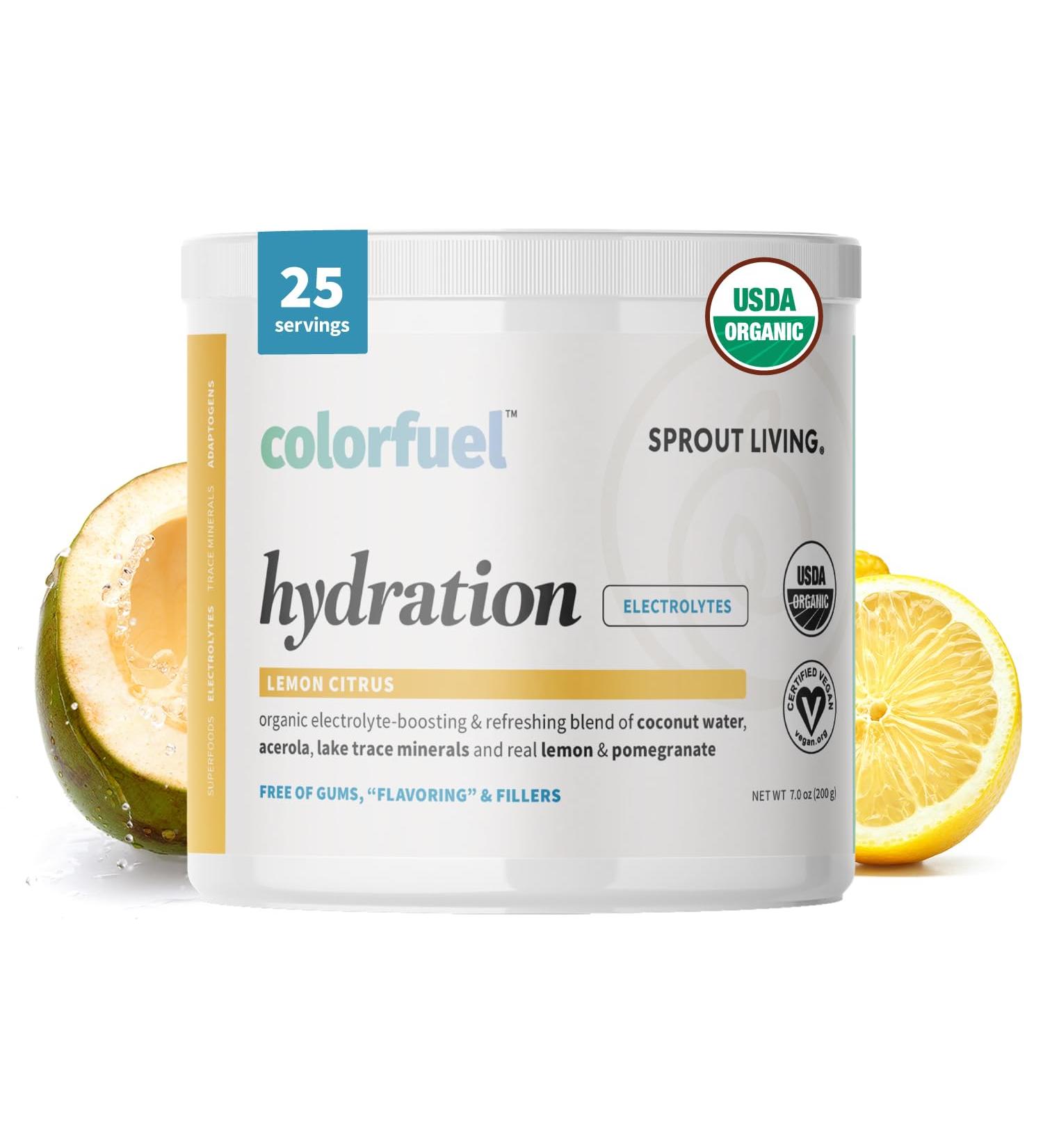 Buy Sprout Living Colorfuel Hydration Powder | Organic Superfoods & Adaptogens for Electrolyte Support | Lemon Citrus Flavor (25 Servings) - International Shipping Available - Buy Online on GoSupps.com