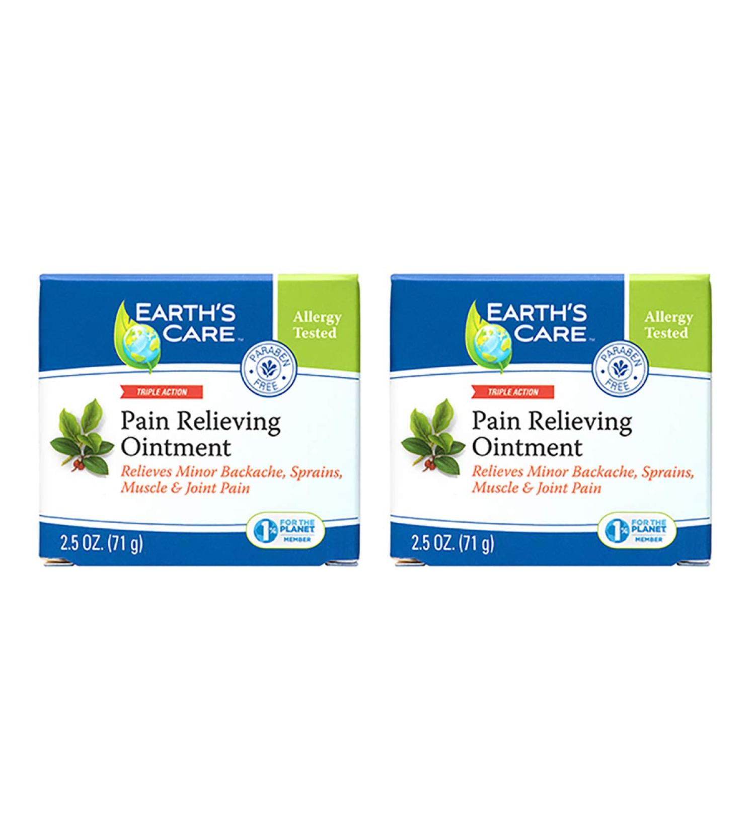 Earth's Care Triple Action Pain Relieving Ointment, No Parabens, Colors or Fragrances, Allergy-Tested 2.5 OZ. (2 Jars) - Buy Online on GoSupps.com