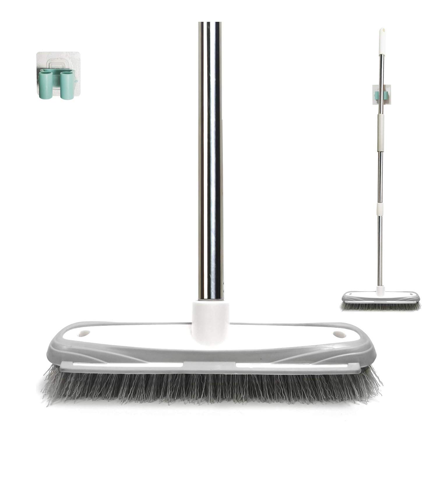 IZSOHHOME Floor Scrub Brush with Long Handle for Cleaning Tile Kitchen Bathroom Patio Wall and Deck.Adjustable Stainless Steel Long Handle-46.5" White - Buy Online on GoSupps.com