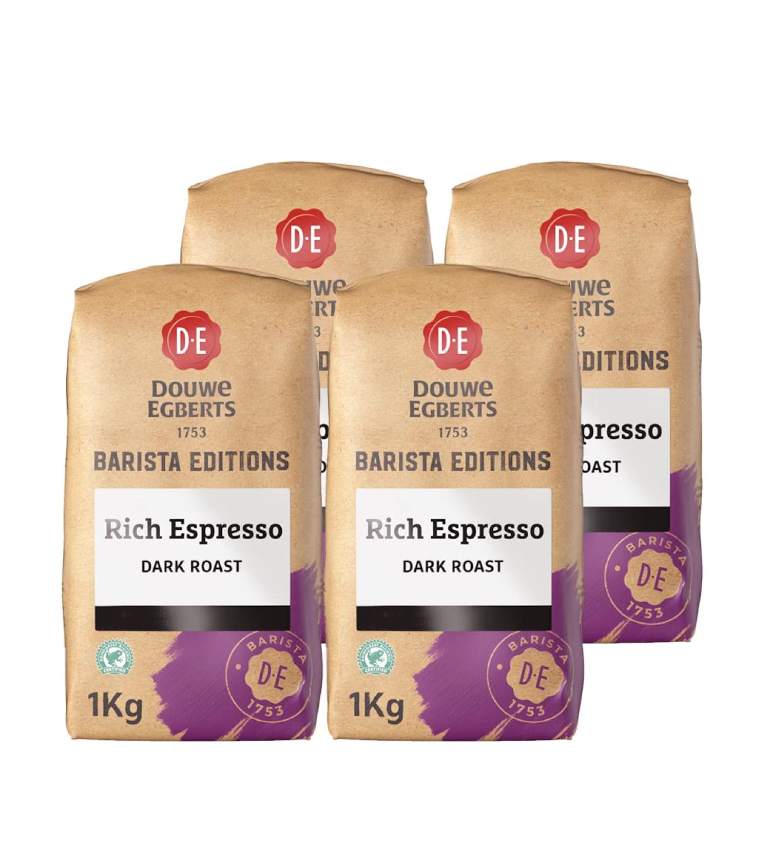 Douwe Egberts Barista Editions Coffee Beans Rich Espresso Dark Roast 1kg x 4 Bags of 100% Arabica Whole Bean Coffee - Buy Online on GoSupps.com