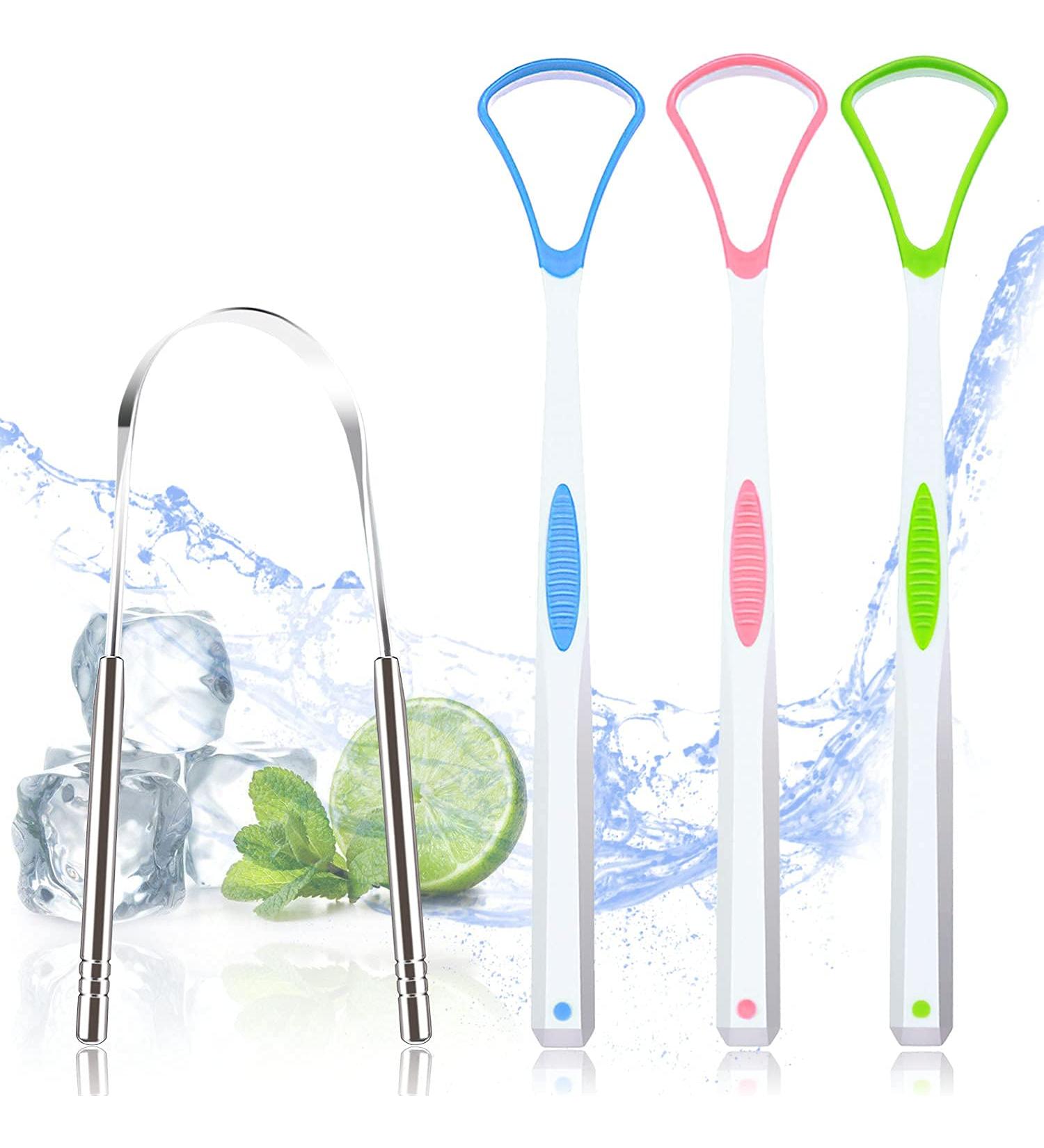 4PCS Stainless Steel Tongue Scraper Set - BPA Free & Medical Grade Oral Hygiene Tools for Fresher Breath - Buy Online on GoSupps.com