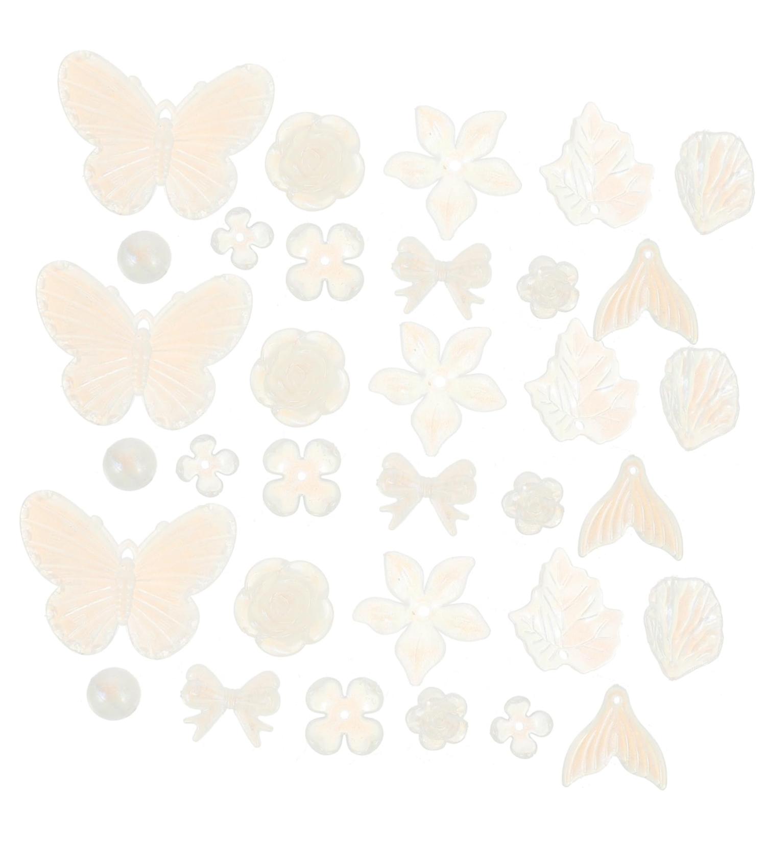 LALAFINA 1 DIY Handmade Accessories A Necklace Ornament Models Flatback Rose Charms Cream Gum Scattered Beads White 0.3X3X3.9CM - Buy Online on GoSupps.com