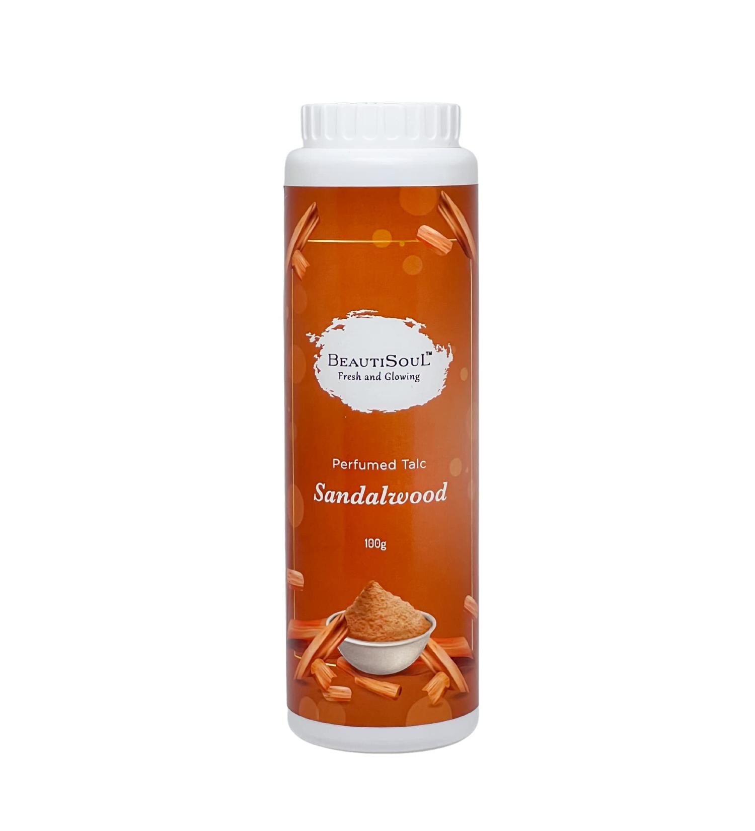 Sandalwood Perfumed Talc for Men & Women | Niacinamide Infused Soft & Absorbent | Summer Essential - 100g - Buy Online on GoSupps.com