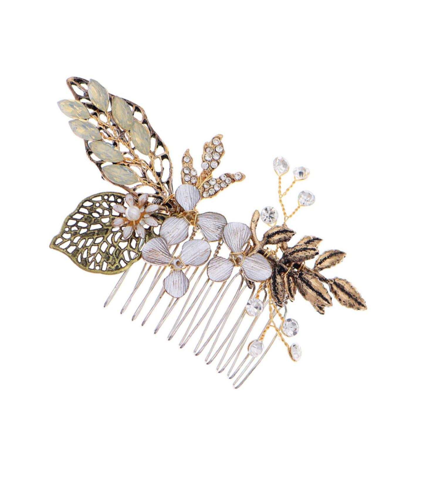 Angoily 1pc Bridal Comb Bride Hair Comb Hair Decor Vintage Hair Comb Goody Barrettes for Women Pearl Hair Comb Hair Teasing Comb Handmade Hair Comb Alloy Women's Accessories Wedding Dress - Buy Online on GoSupps.com